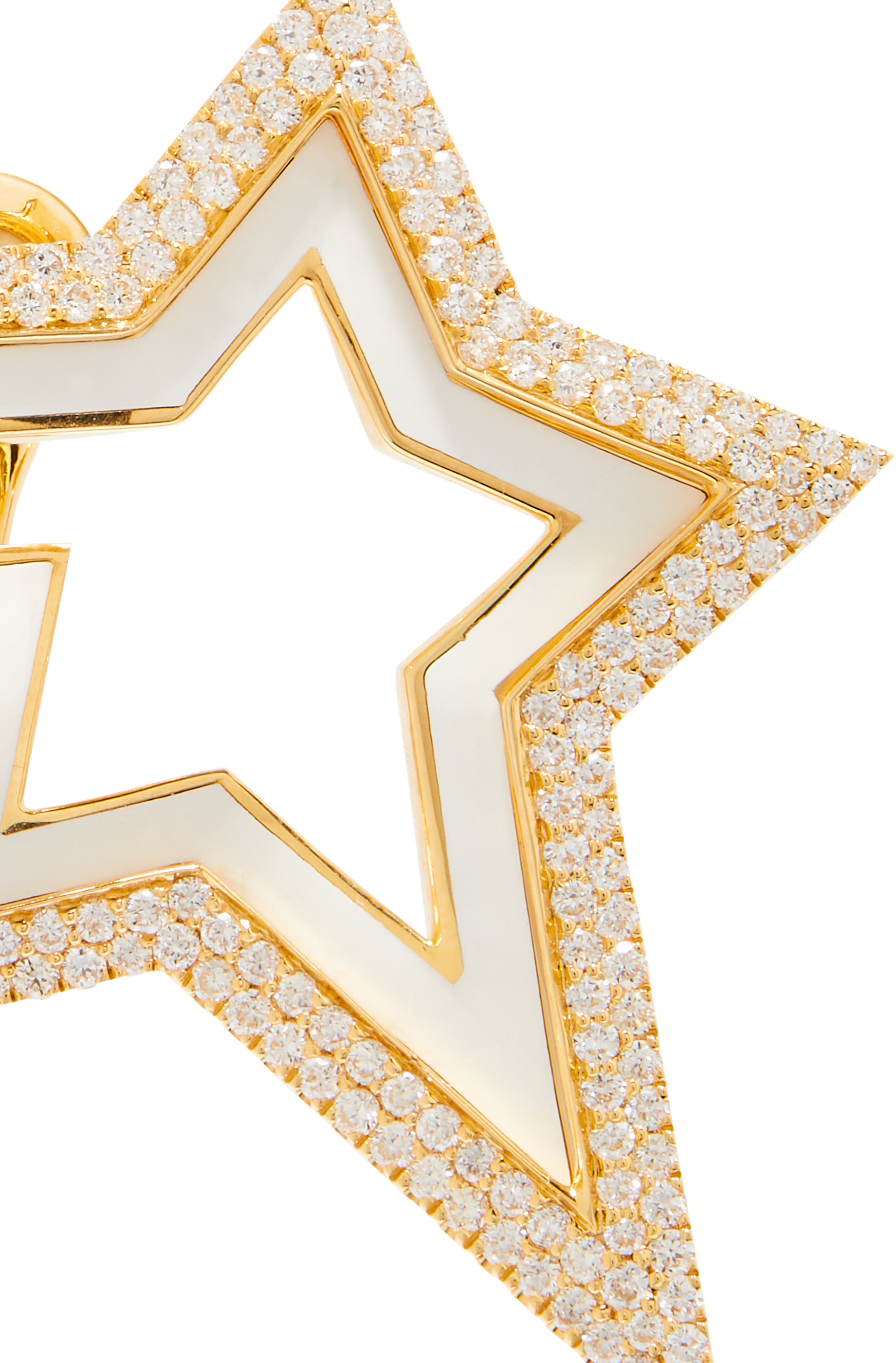 Full Diamond Star Earrings, 18K Yellow Gold & Diamonds