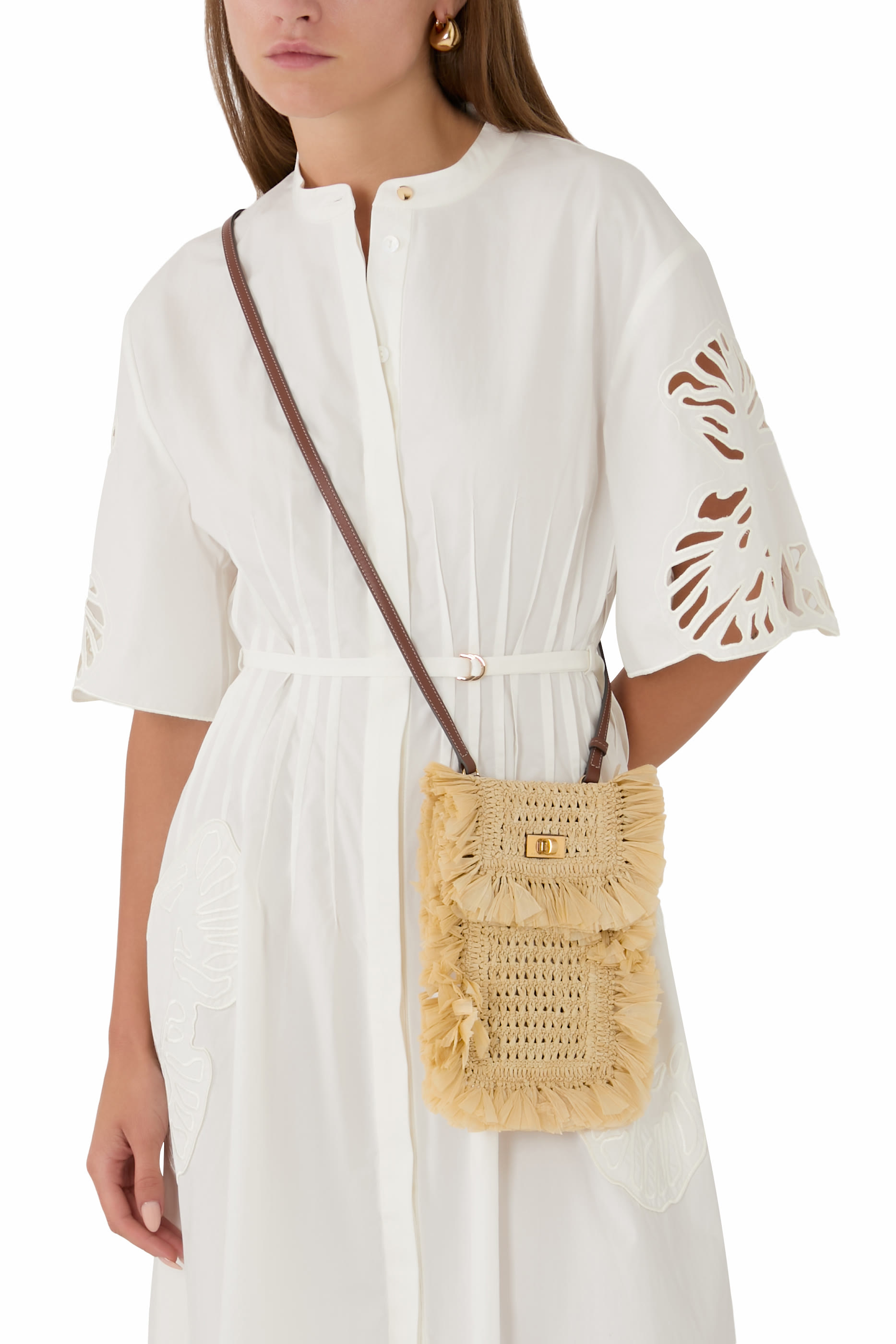 Raffia Phone Cross-Body Pouch