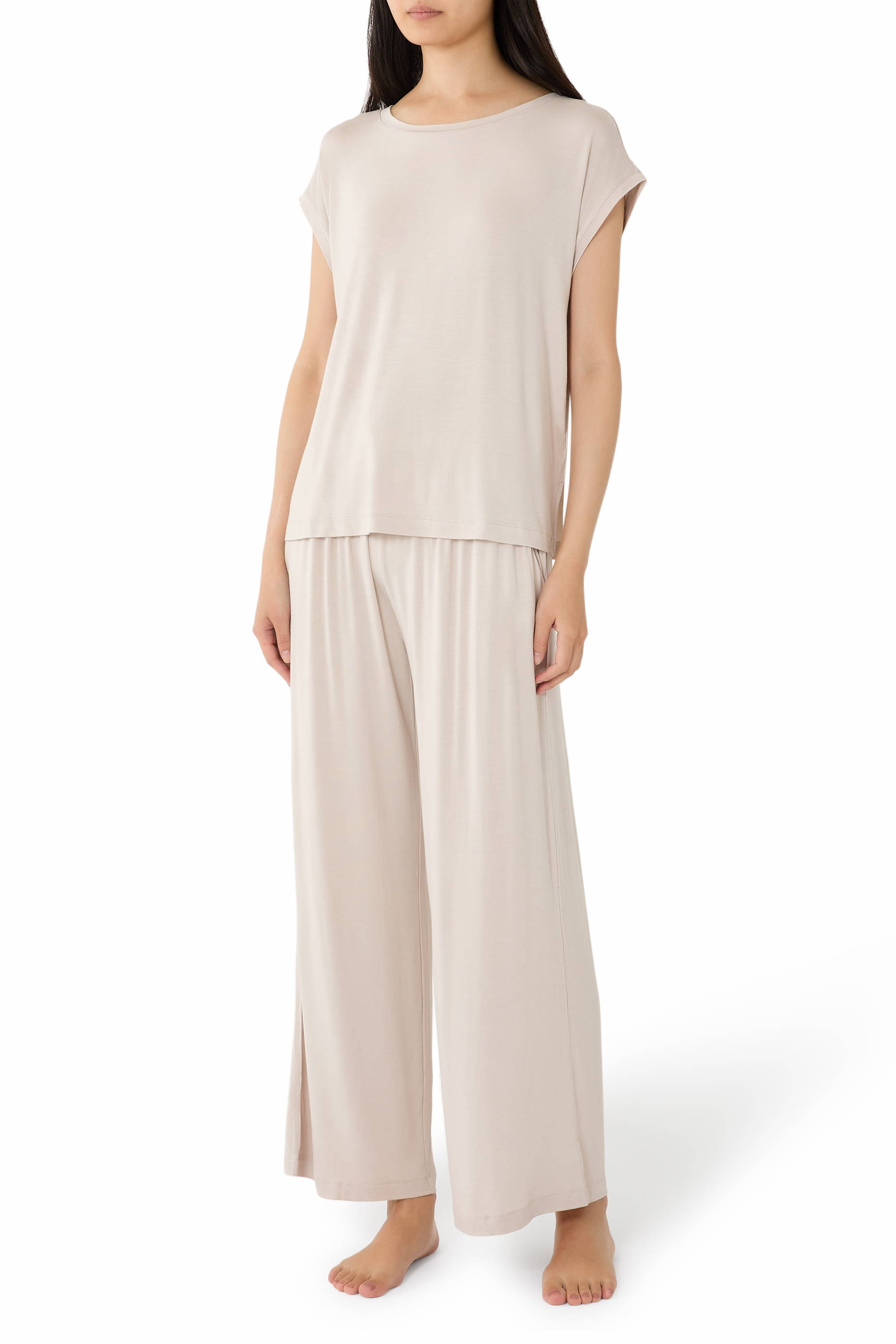  Jersey Cap Sleeve Lounge Pajama Set 