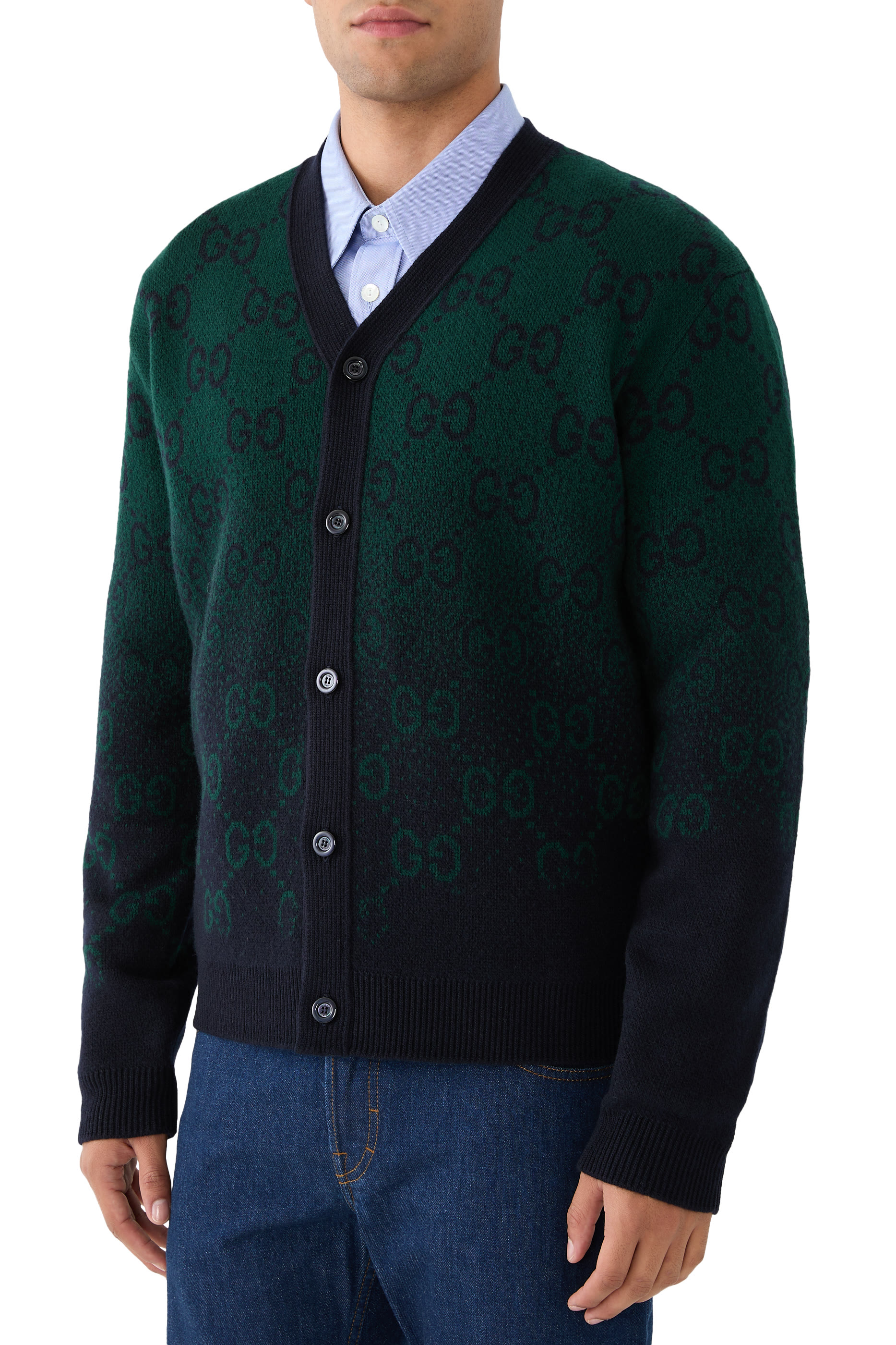 GG Degrad&eacute; Wool Jacquard Cardigan