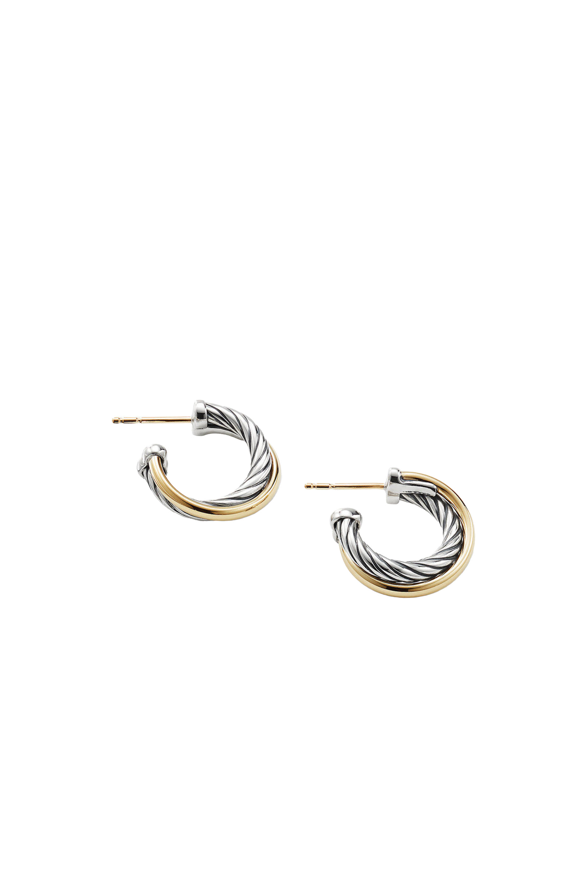 Crossover Hoop Earrings, 18k Yellow Gold & Sterling Silver