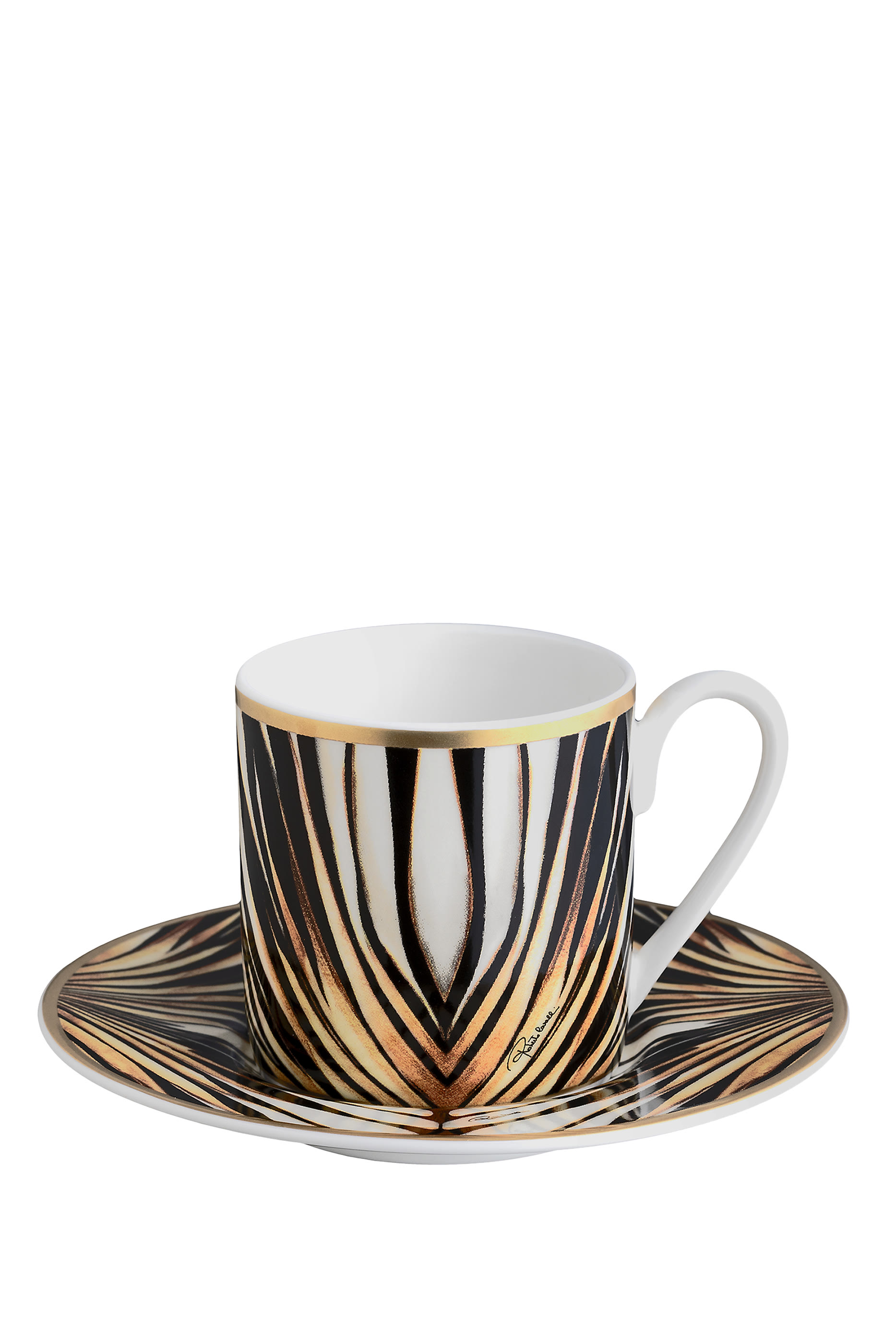 Ray of Gold Coffee Cup & Saucer, Set of 2