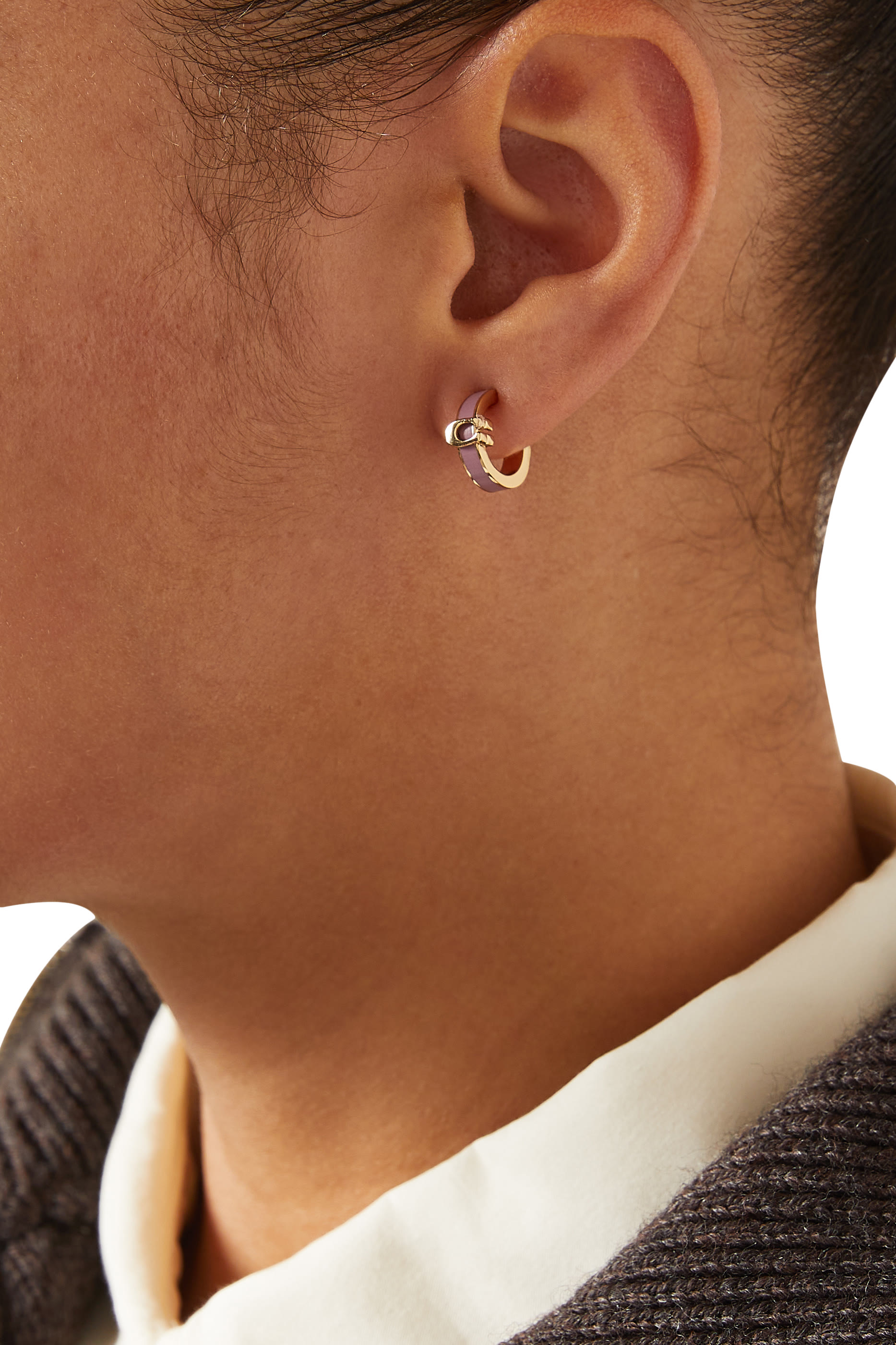 Enamel C Huggie Earrings 