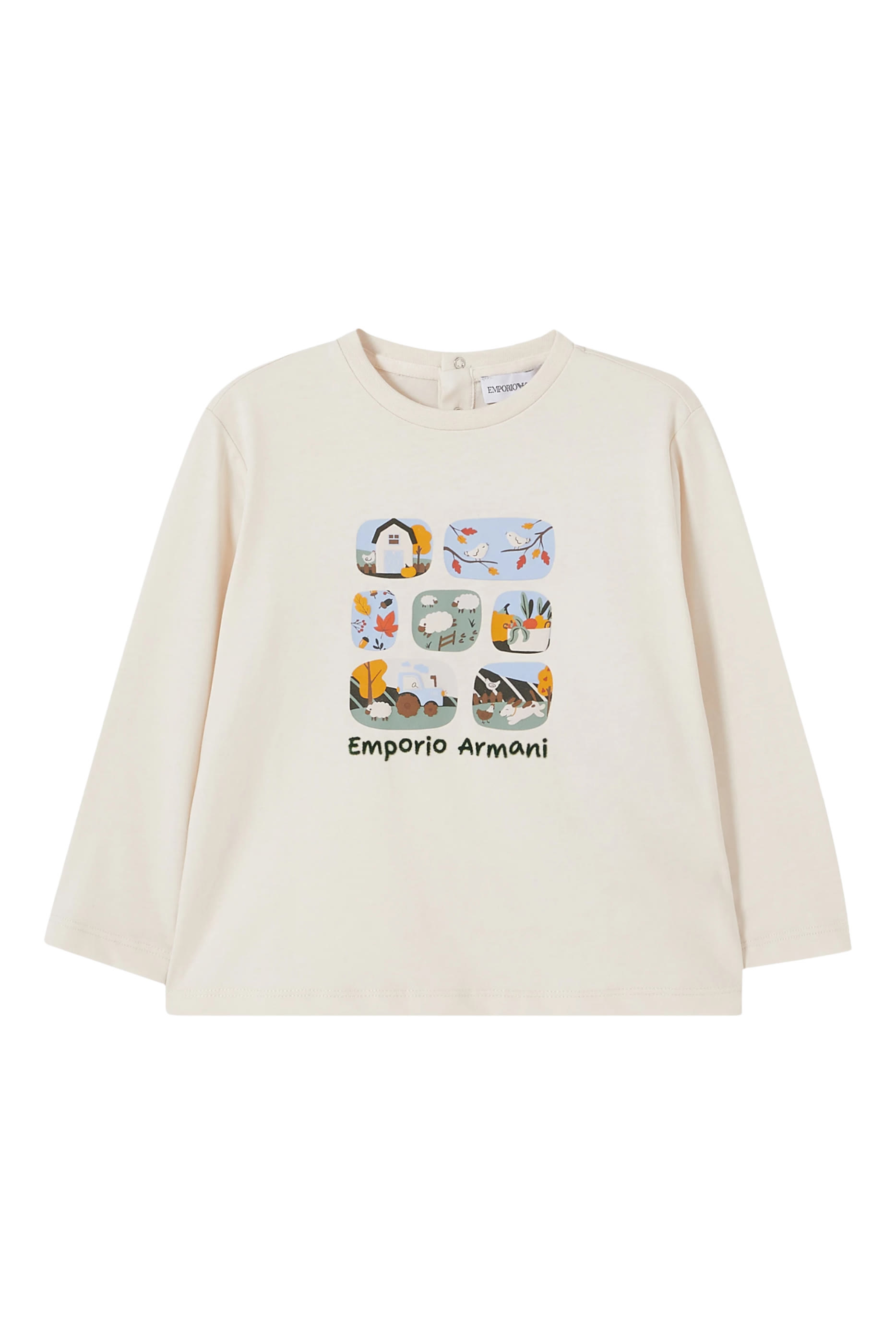 Kids Cotton Jersey T-Shirt with Pastoral Scene Graphic