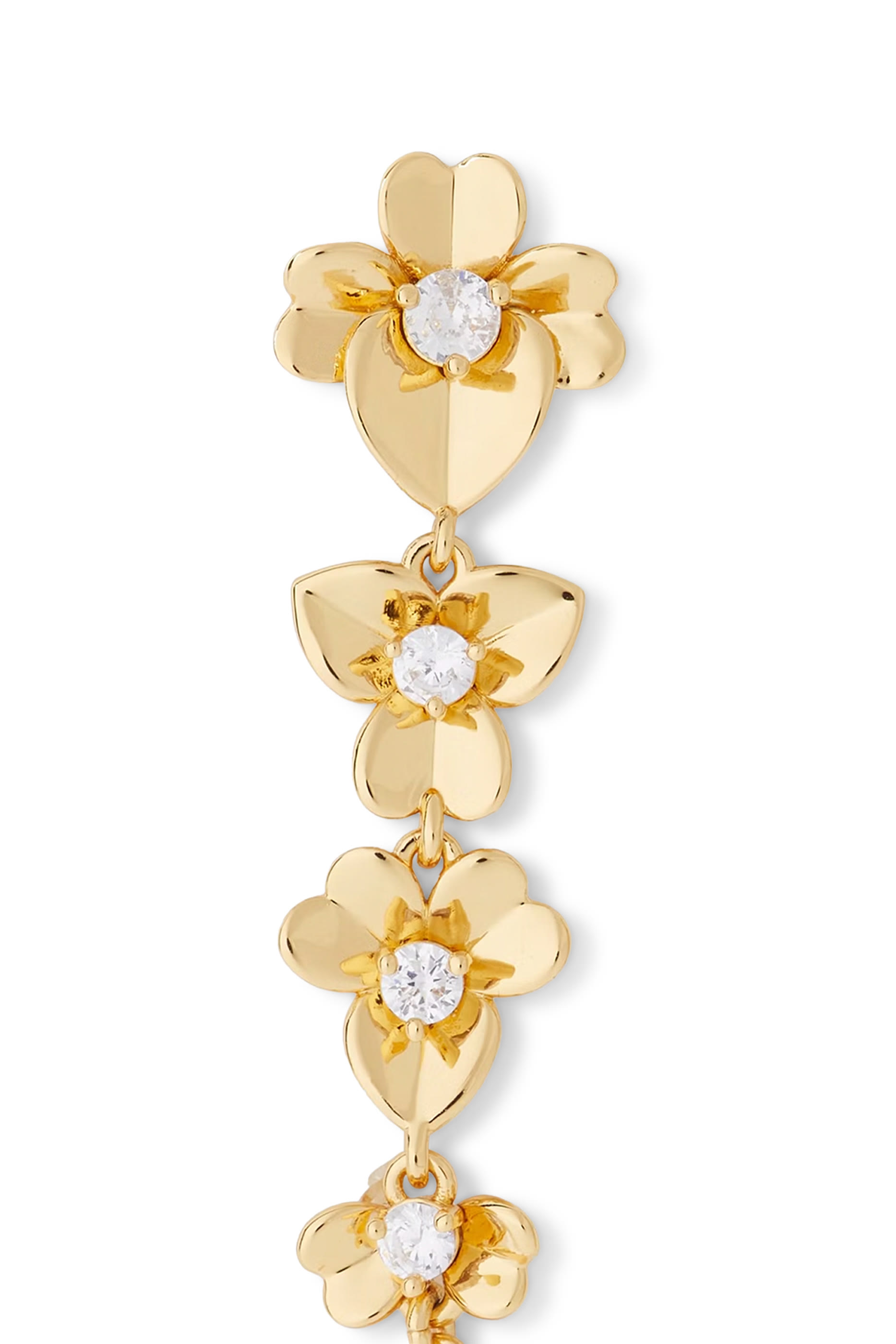 Precious Pansy Linear Earrings, Plated Metal & Cubic Zirconia, Titanium Posts