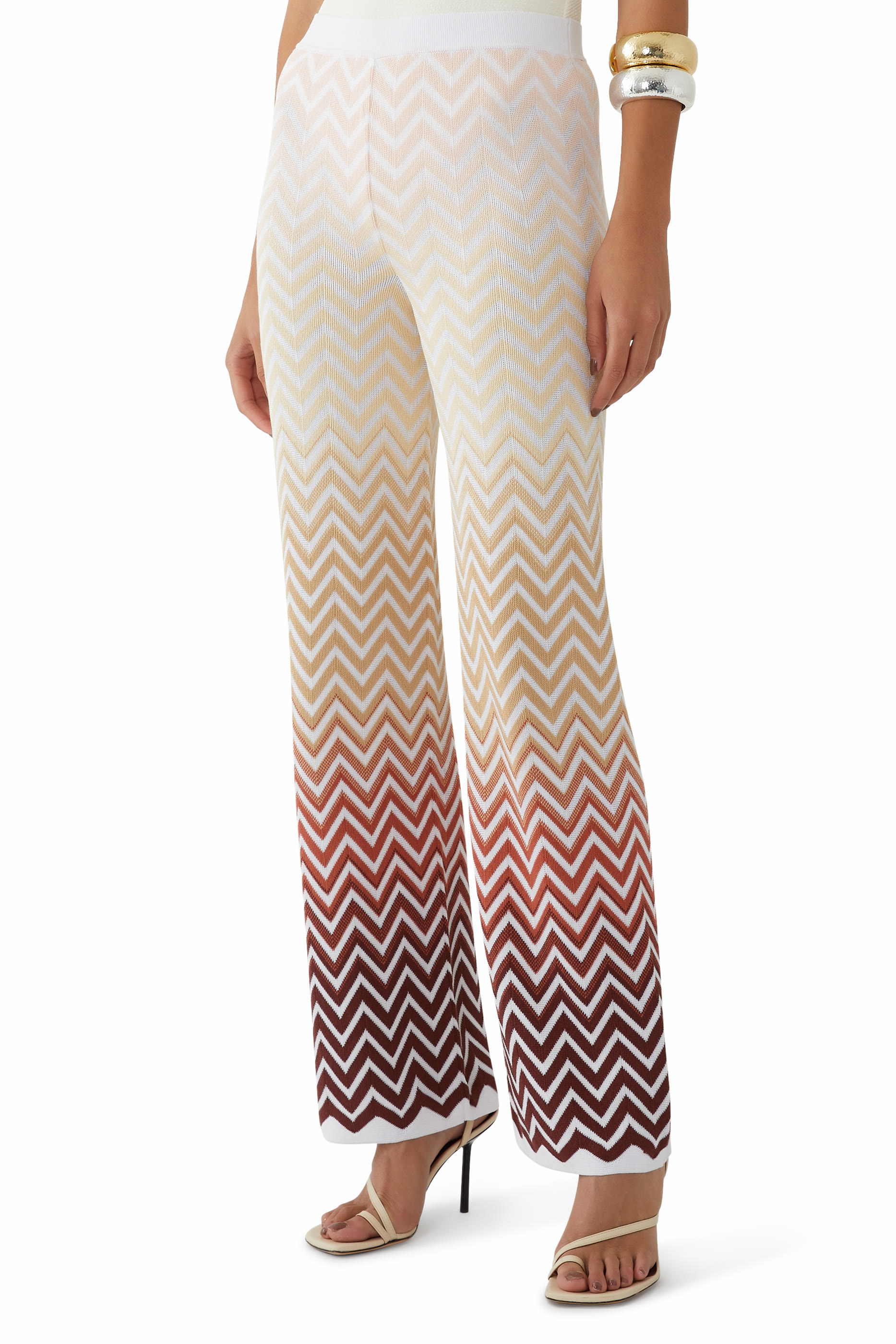 Chevron Jacquard Wide Leg Pants