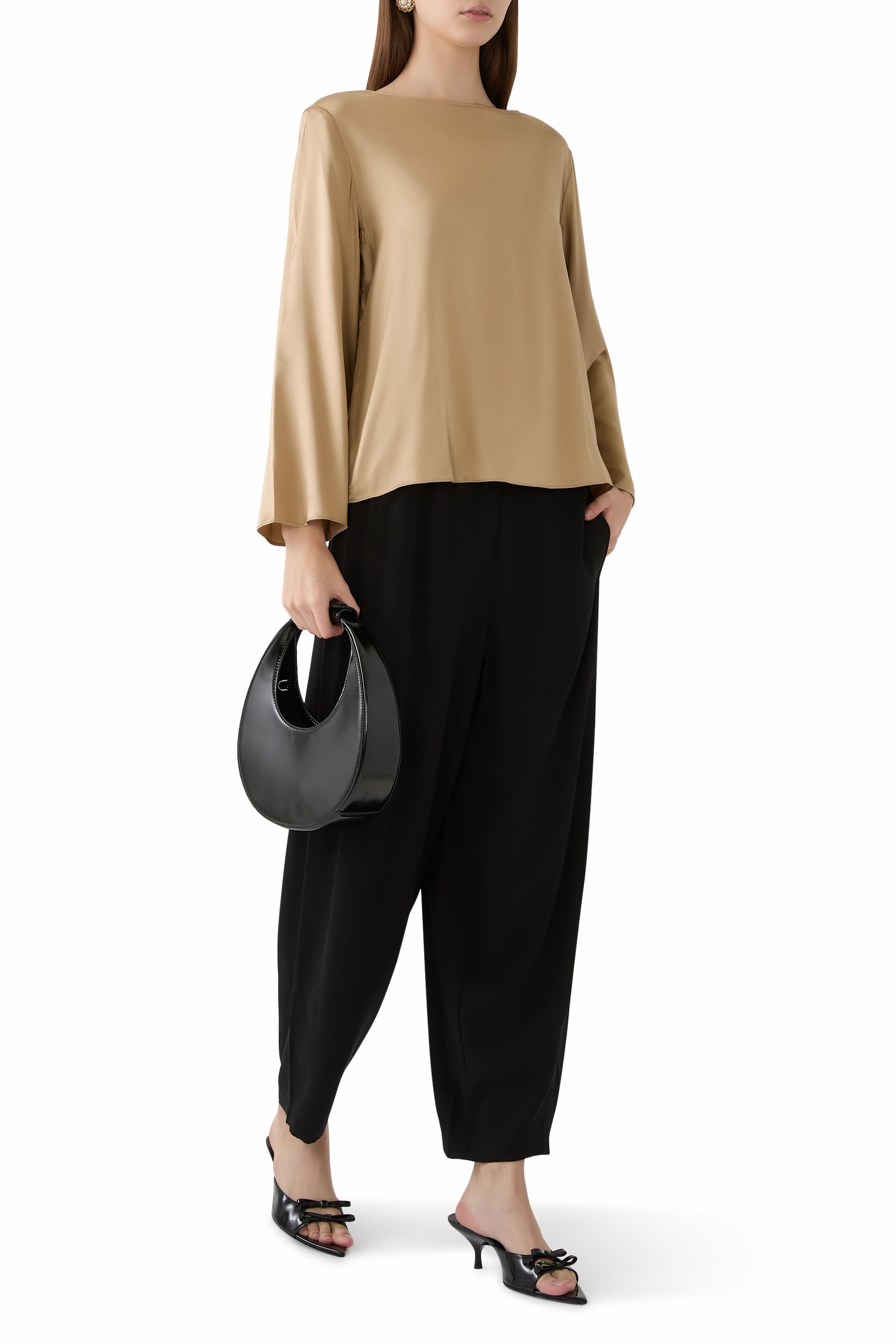 Silk Georgette Crepe Lantern Pants