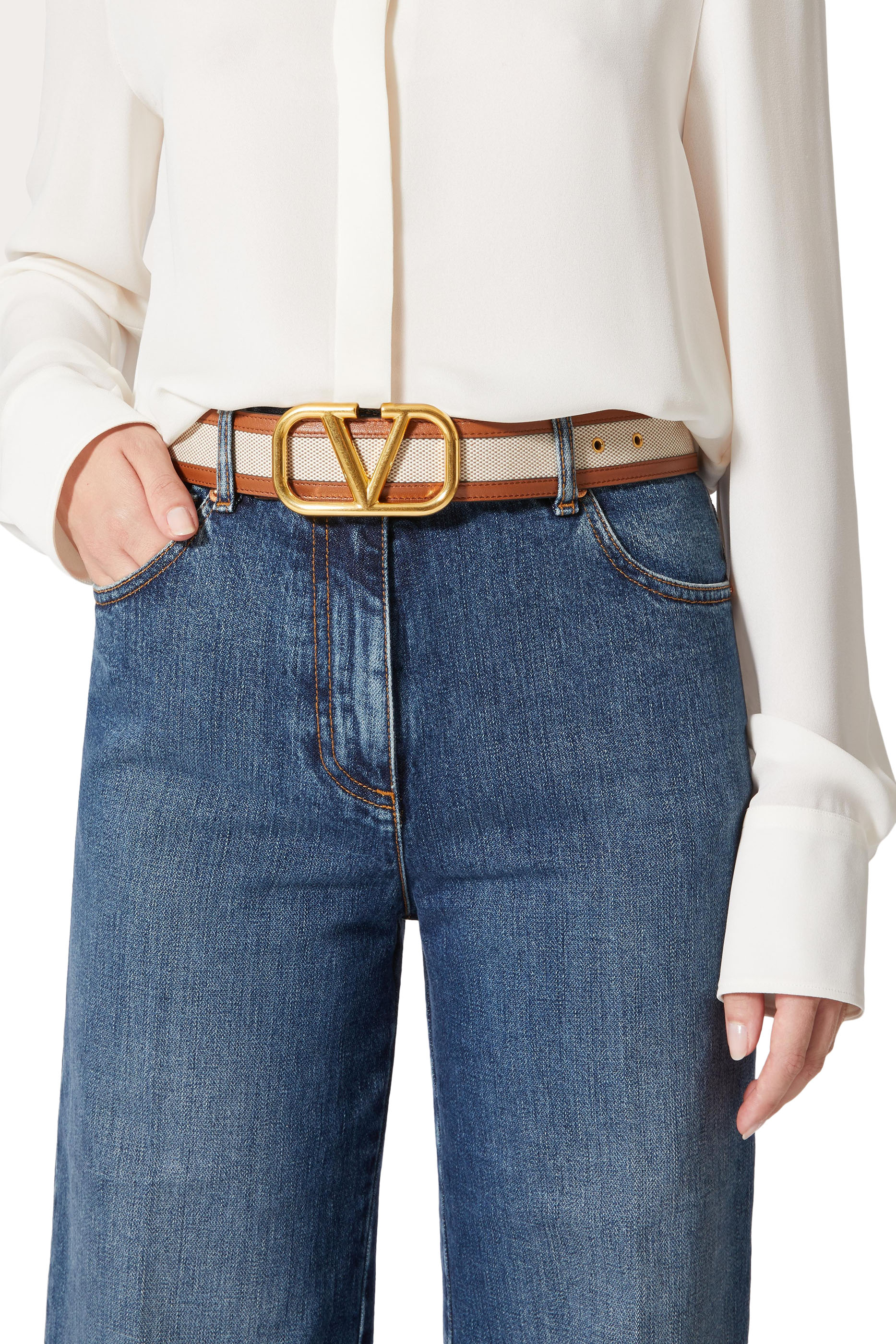  Vlogo Leather & Canvas Belt