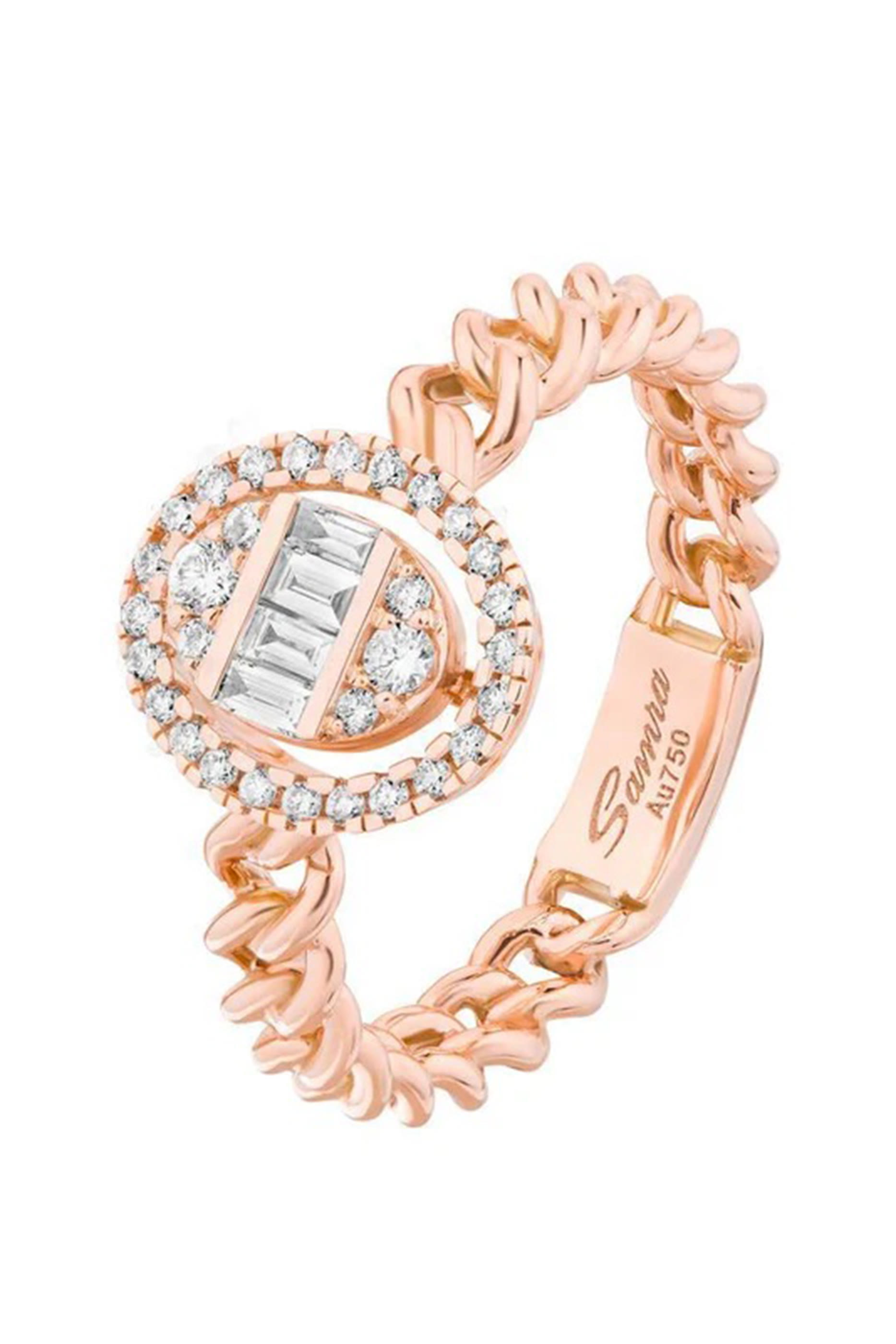 Quwa Oval Single Ring, 18k Rose Gold & Diamonds