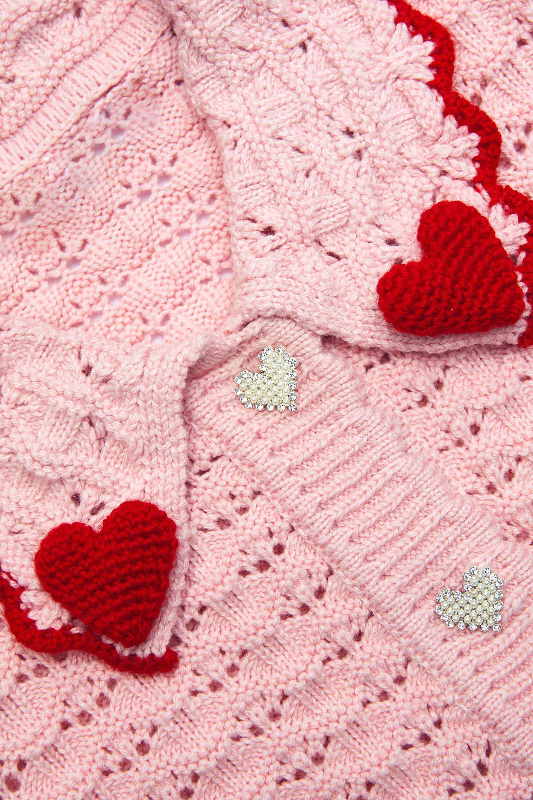Kids Textured Heart Detail Cardigan