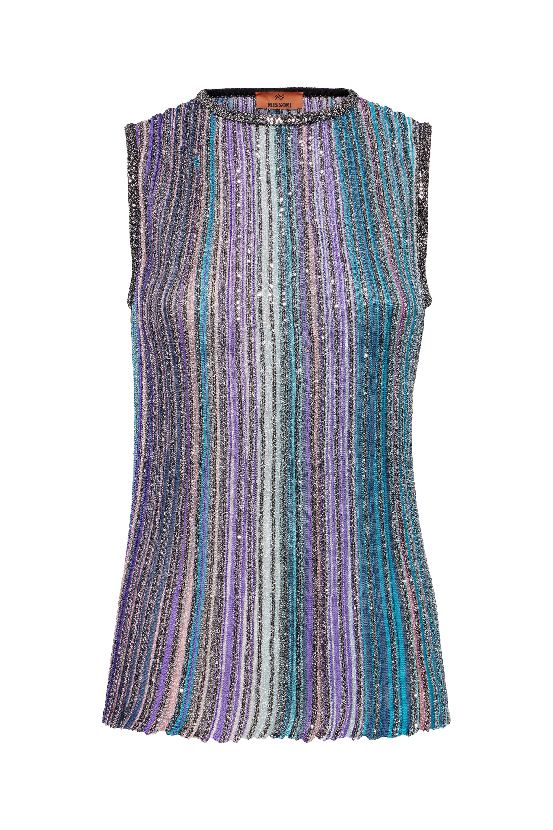 Partialized Sequinned Knit Sleeveless Top 