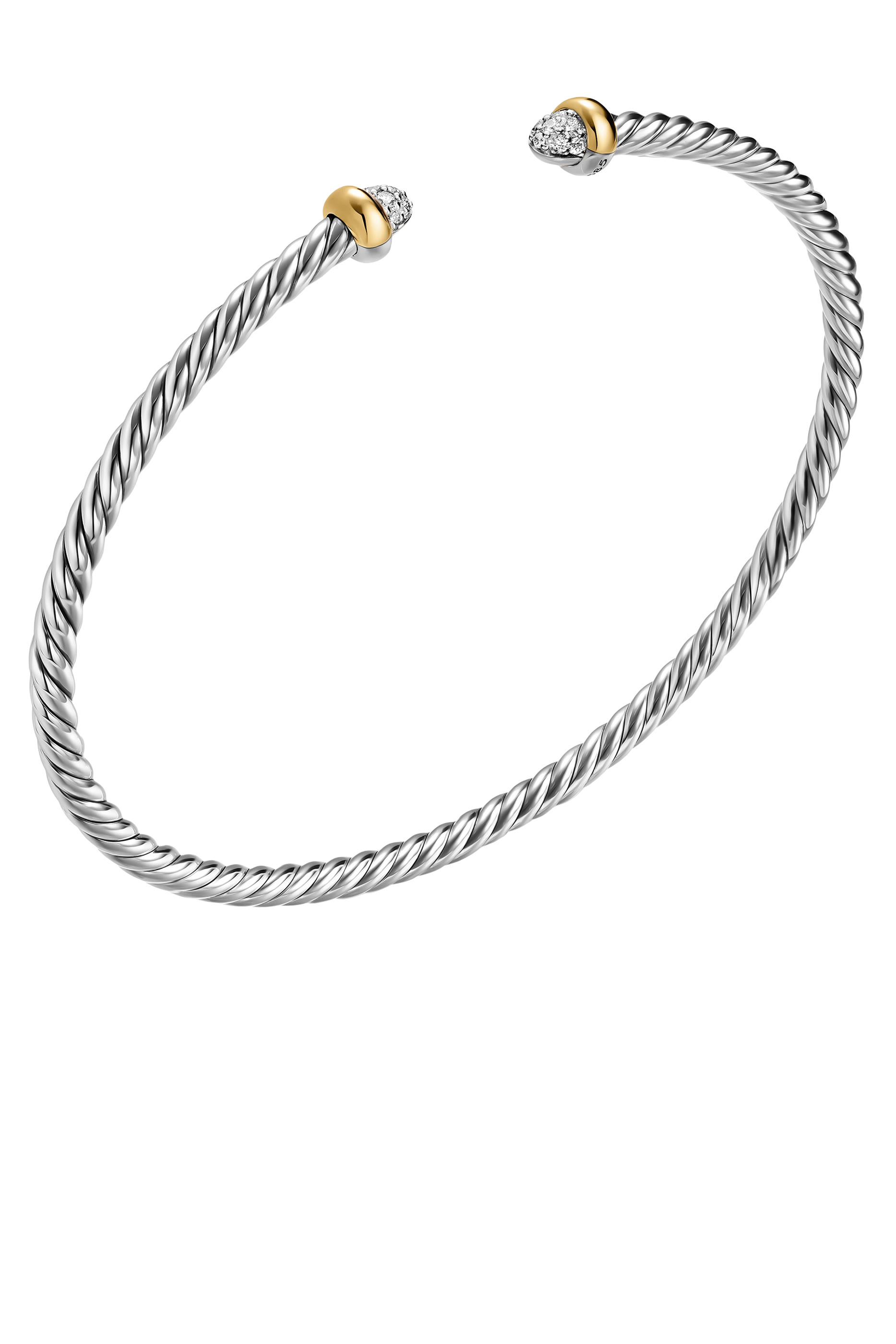 Micro Cablespira&reg; Flex Bracelet, 18k Yellow Gold, Sterling Silver & Diamonds