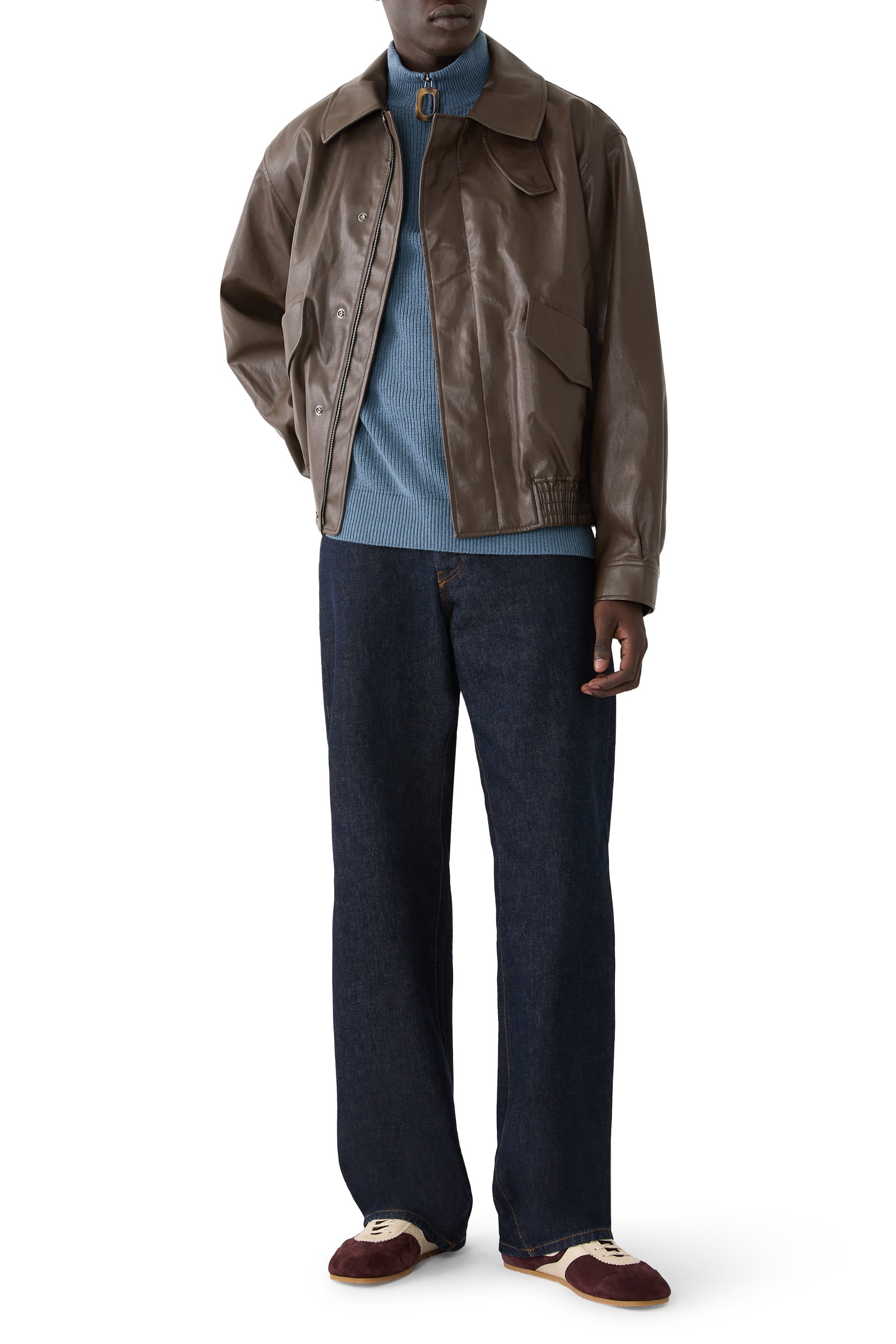 Faux Leather Zip Blouson