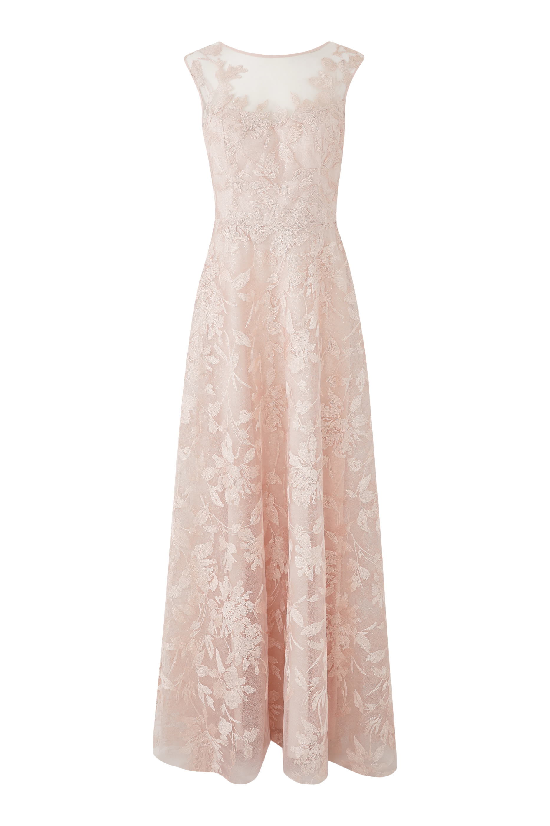 Metallic Tulle Leaf Pattern Gown