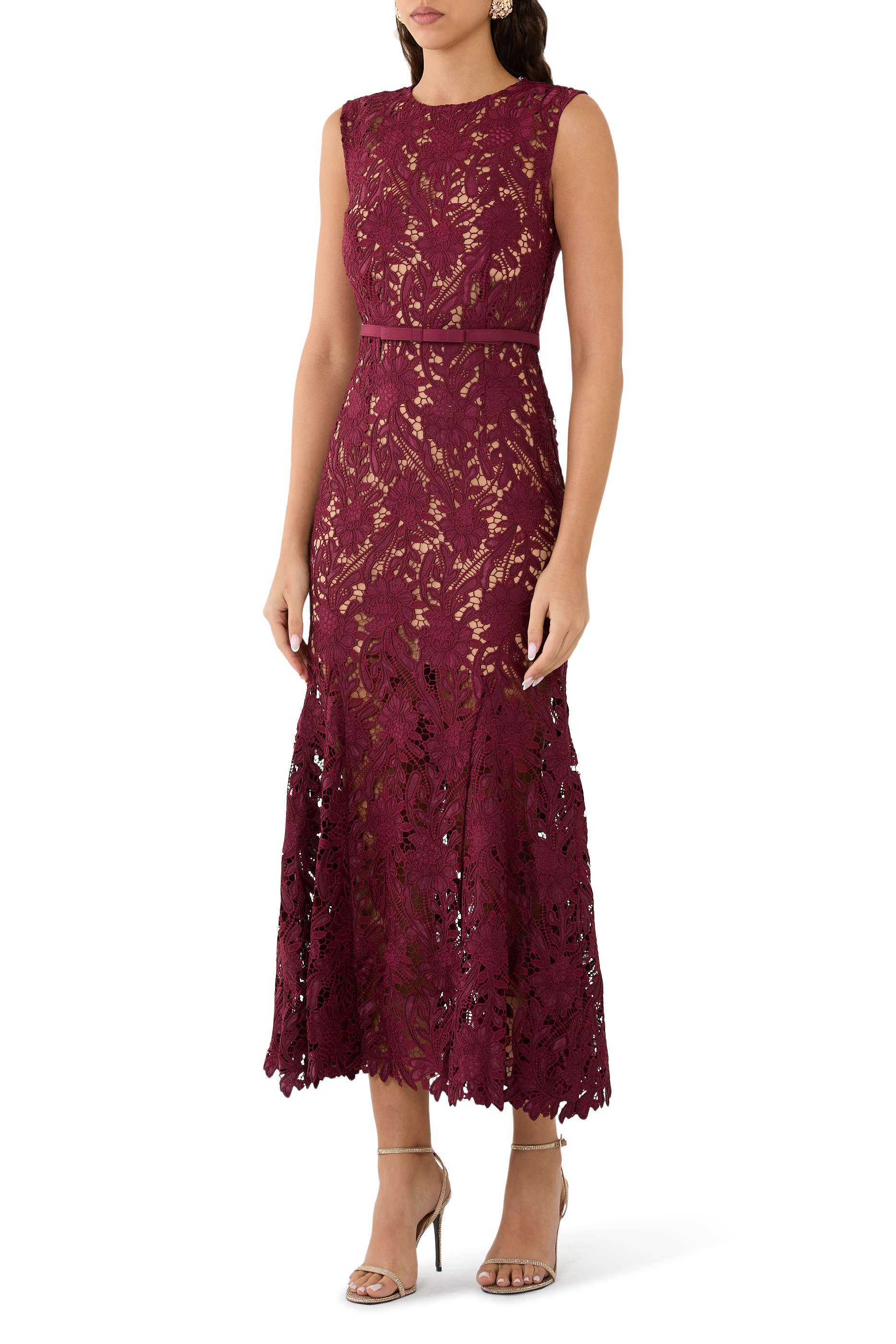 Guipure Lace Midi Dress