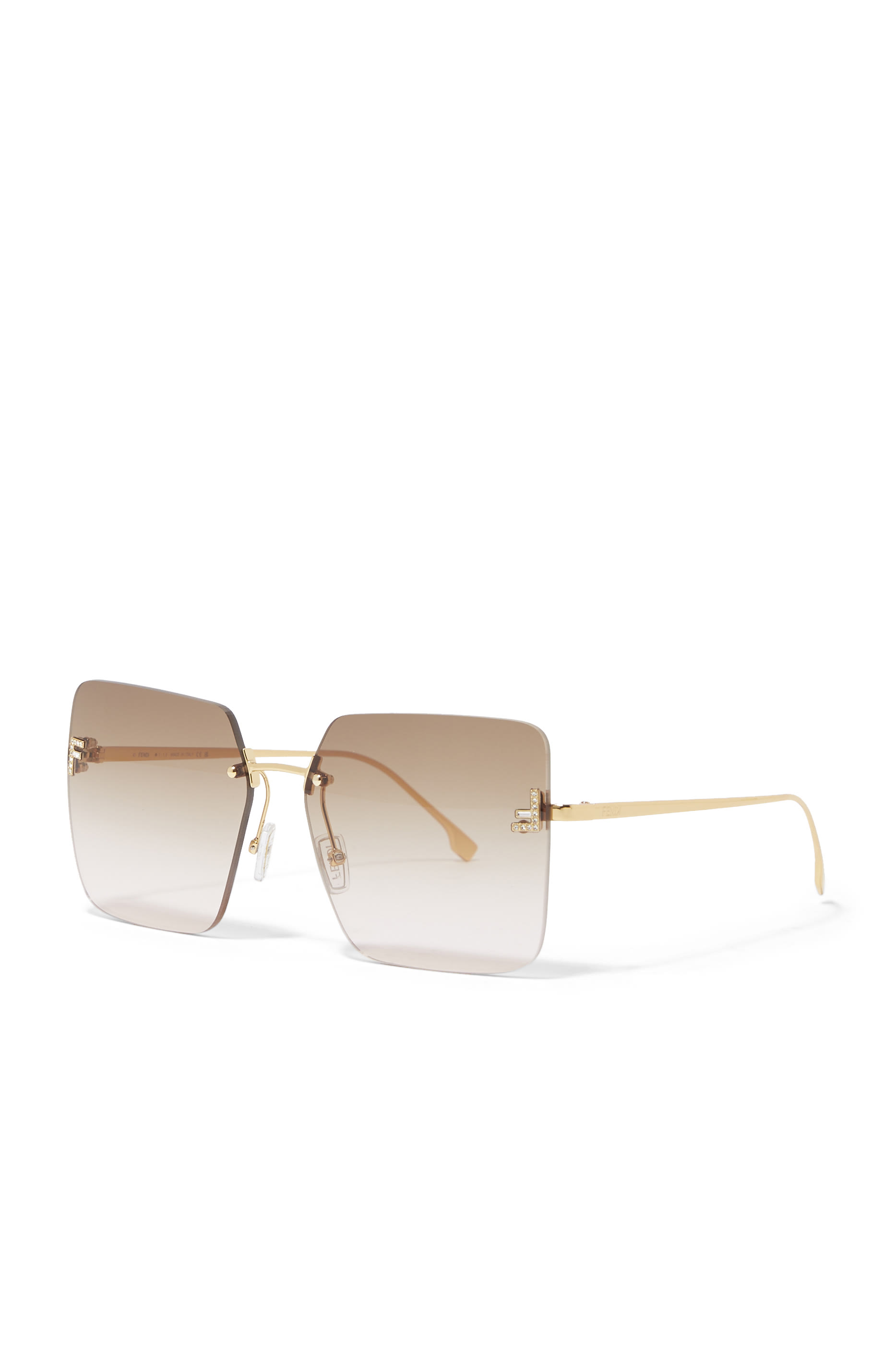 Fendi First Monogram Hardware Rimless Sunglasses