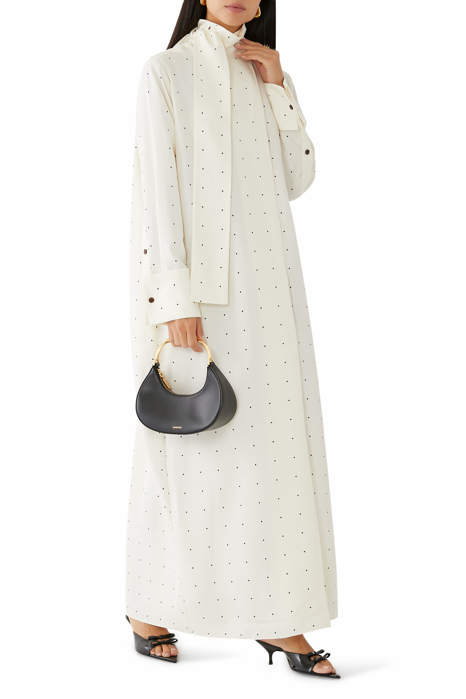 Dotted Silk Foulard Dress