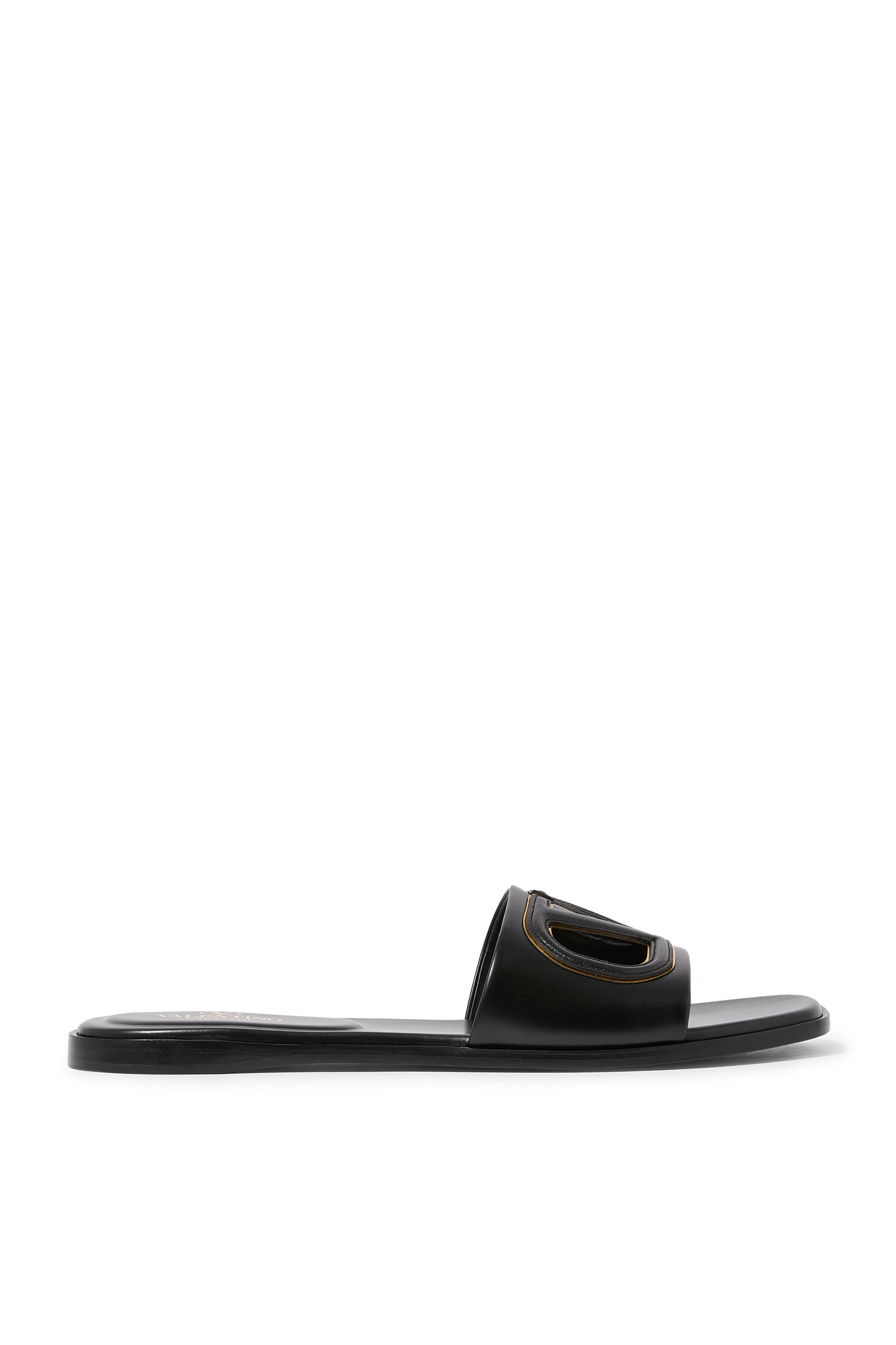 VLogo Cut-Out Calfskin Slides