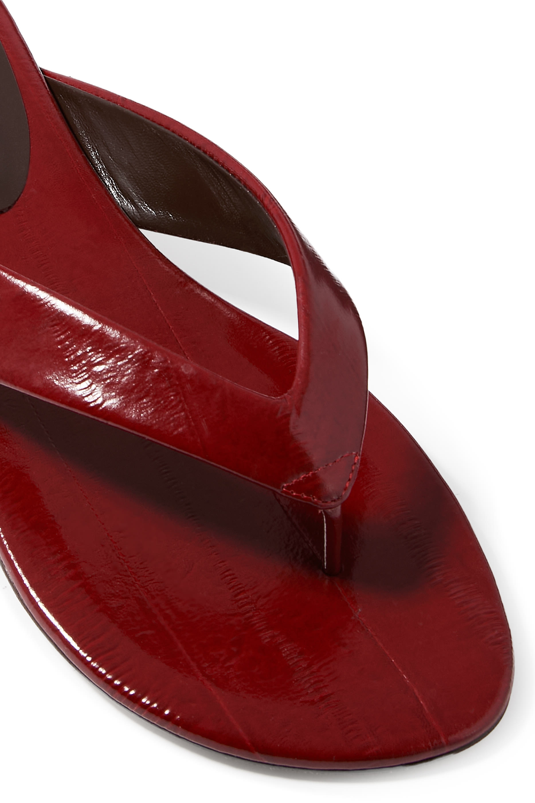 Eel-Effect Flat Thong Sandals