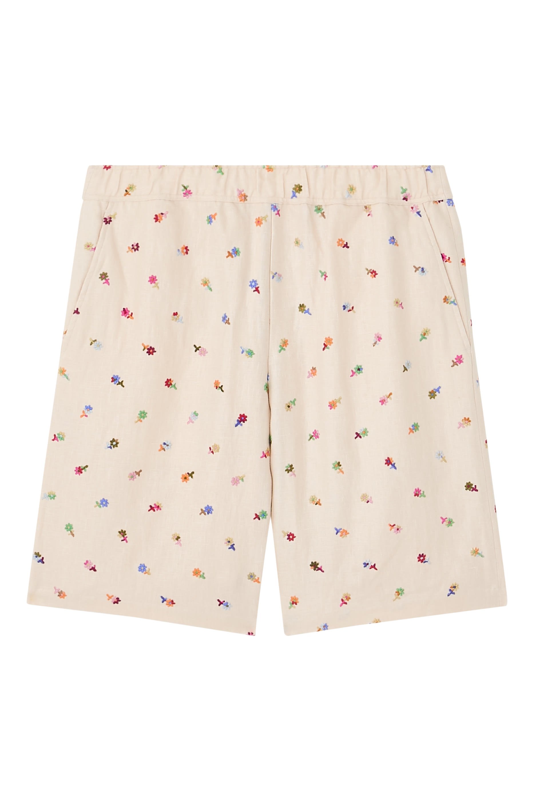 Floral Embroidered Easy Shorts