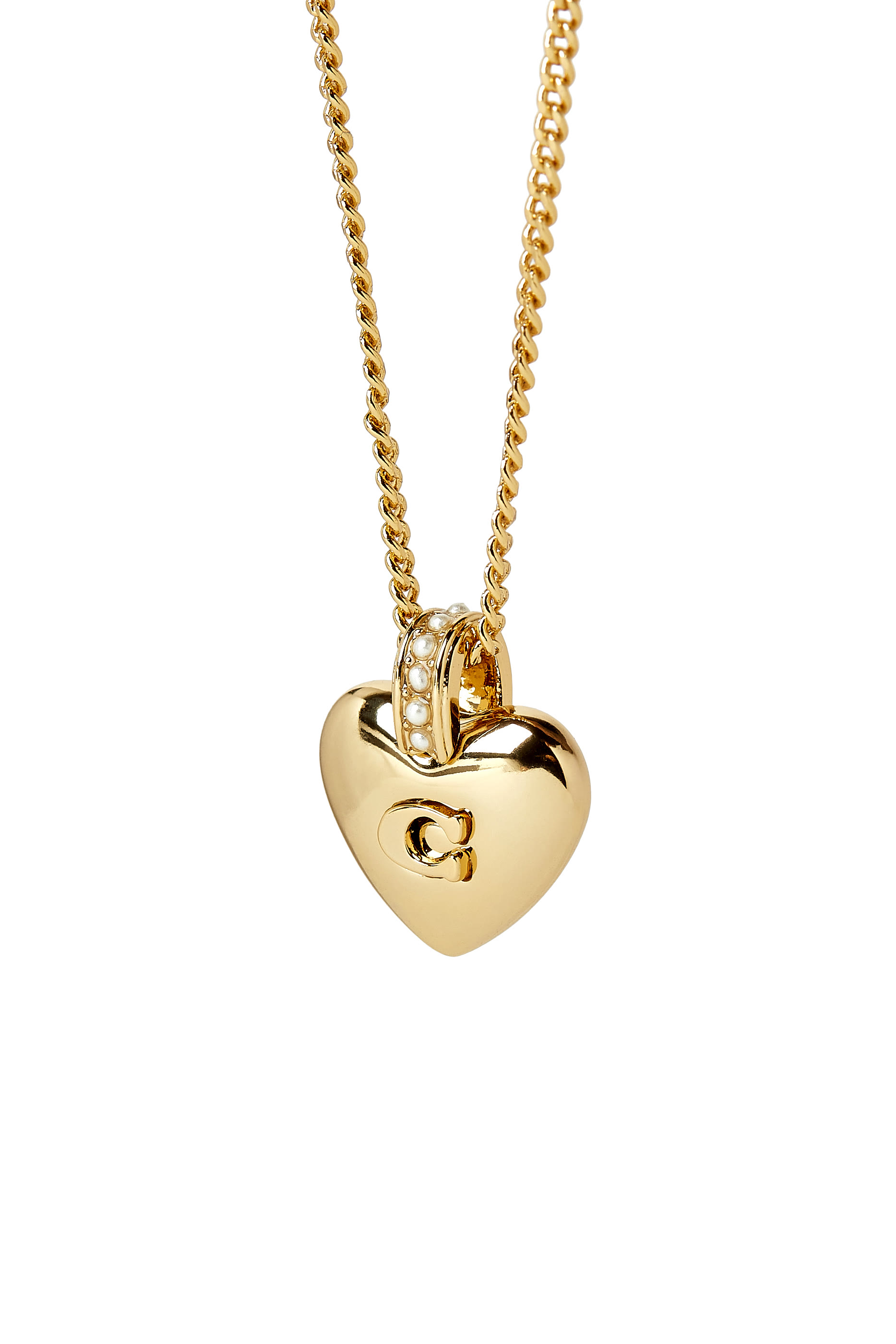 Puffy Heart C Short Pendant Necklace