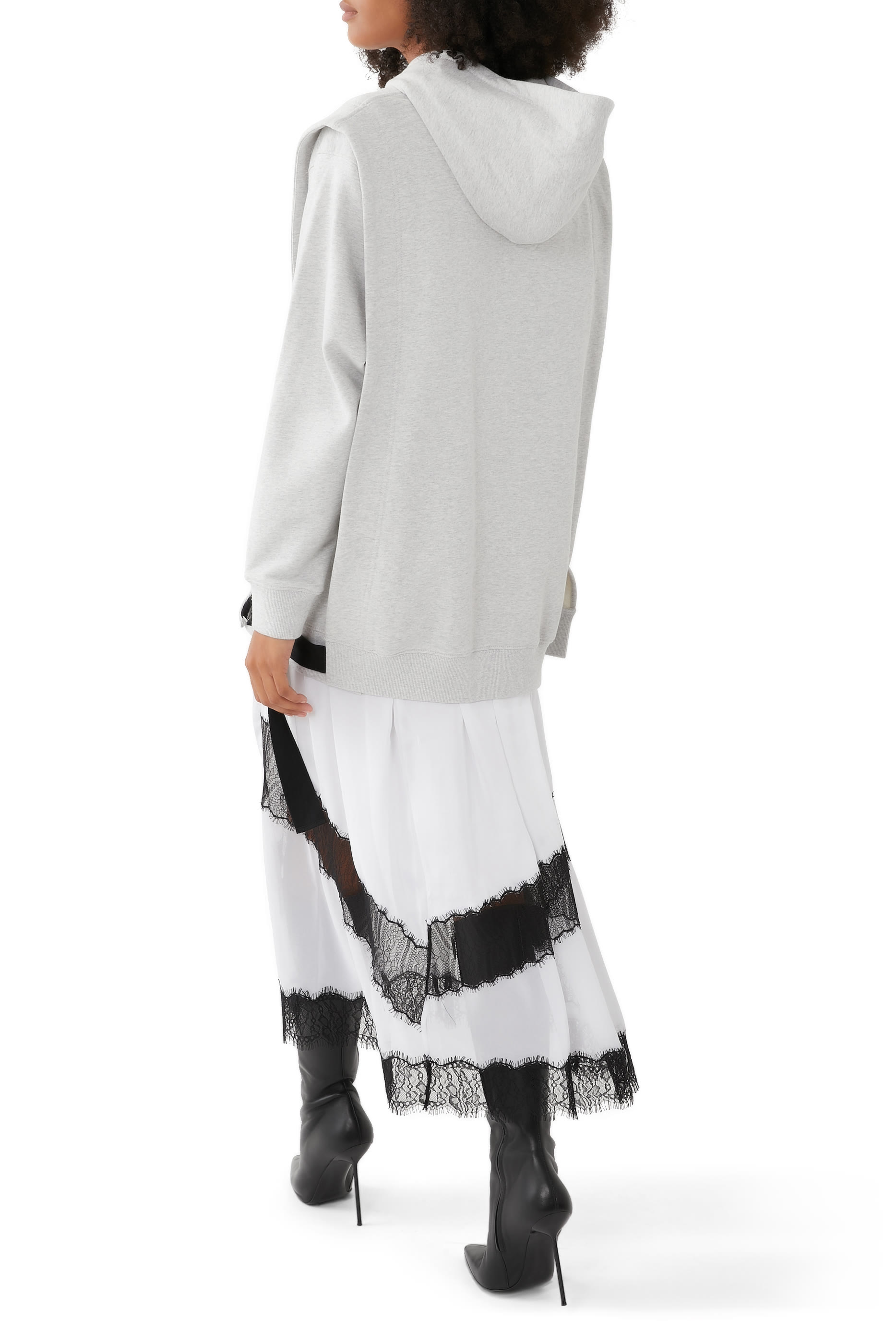 Lace Trim Hoodie Dress