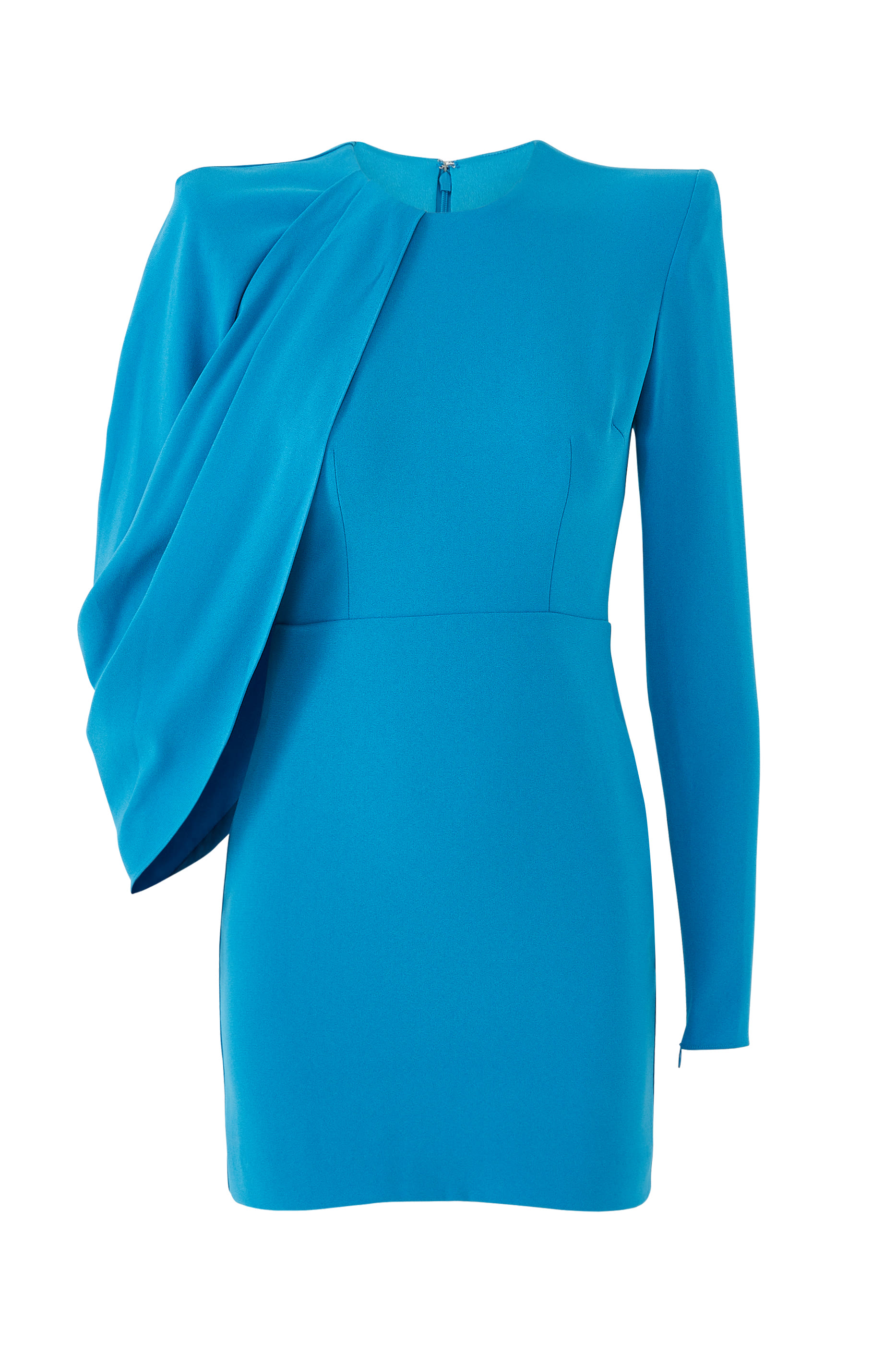 Asymmetrical Cape Sleeve Mini Dress