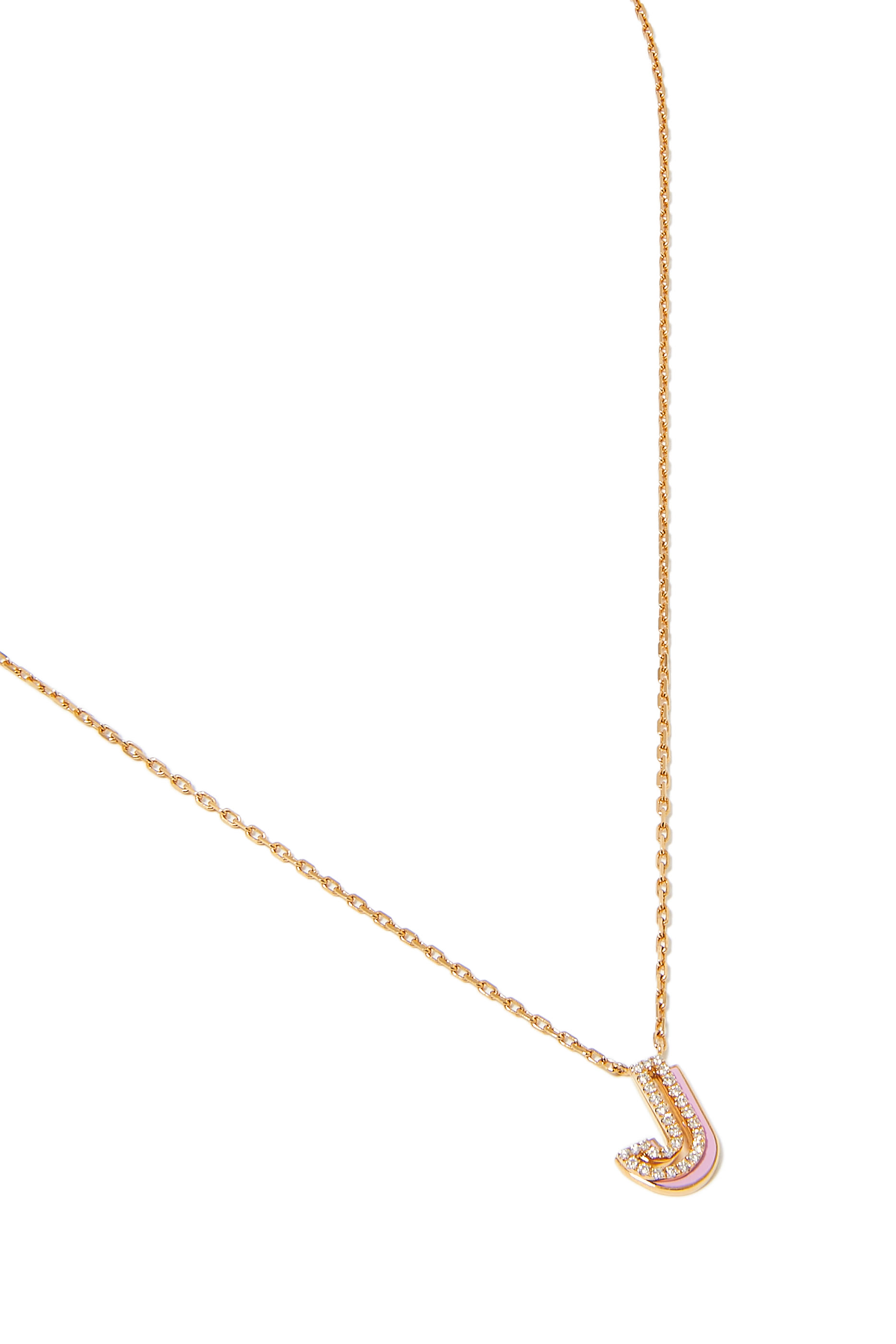 J Letter Necklace in 18k Yellow Gold & Diamonds