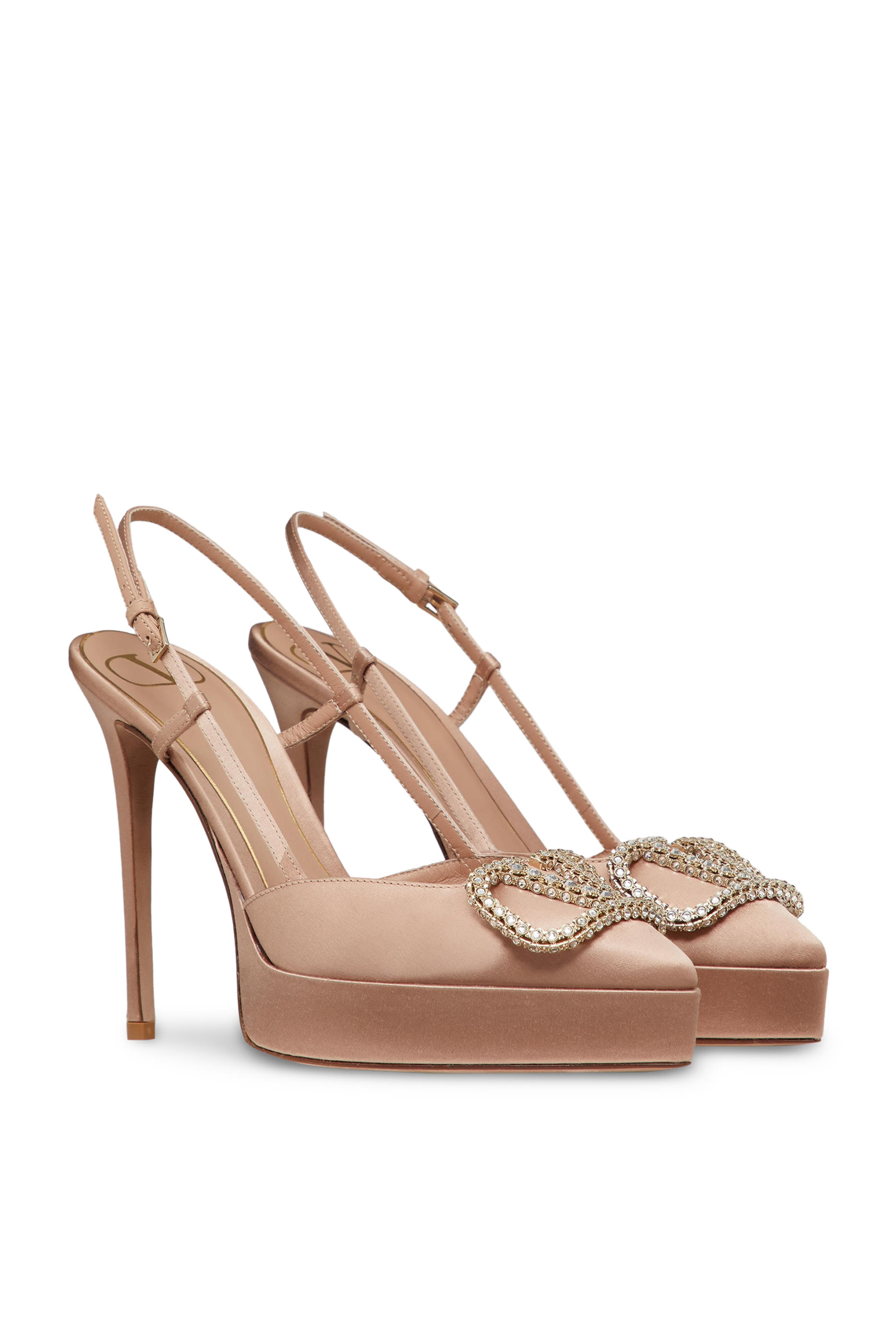 Valentino Garavani Vlogo Signature 120 Satin Slingback Platform Pumps