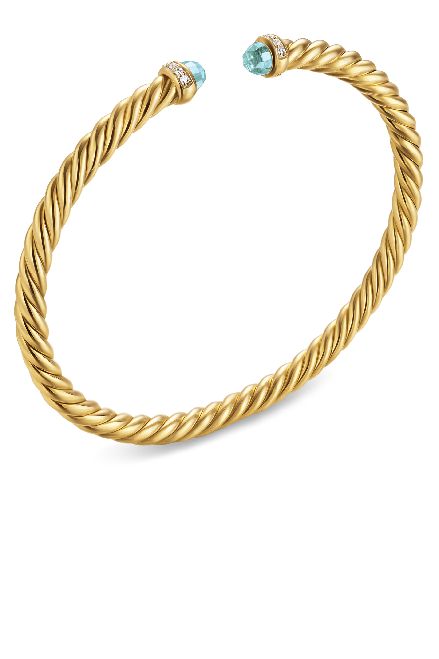 Cablespira® Flex Bracelet, 18k Yellow Gold with Aquamarine & Diamonds