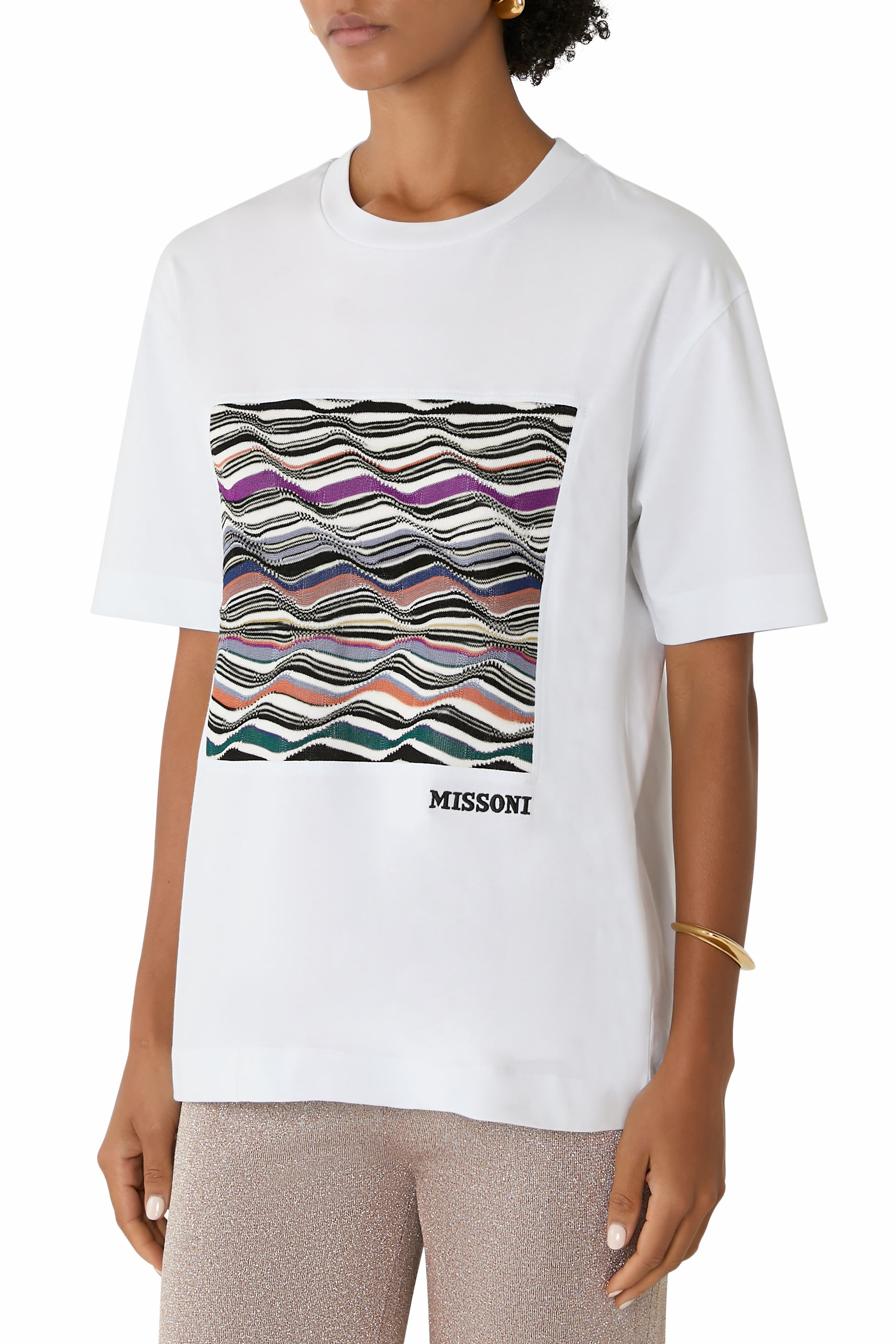 Knit Insert and Logo Short Sleeve T-Shirt