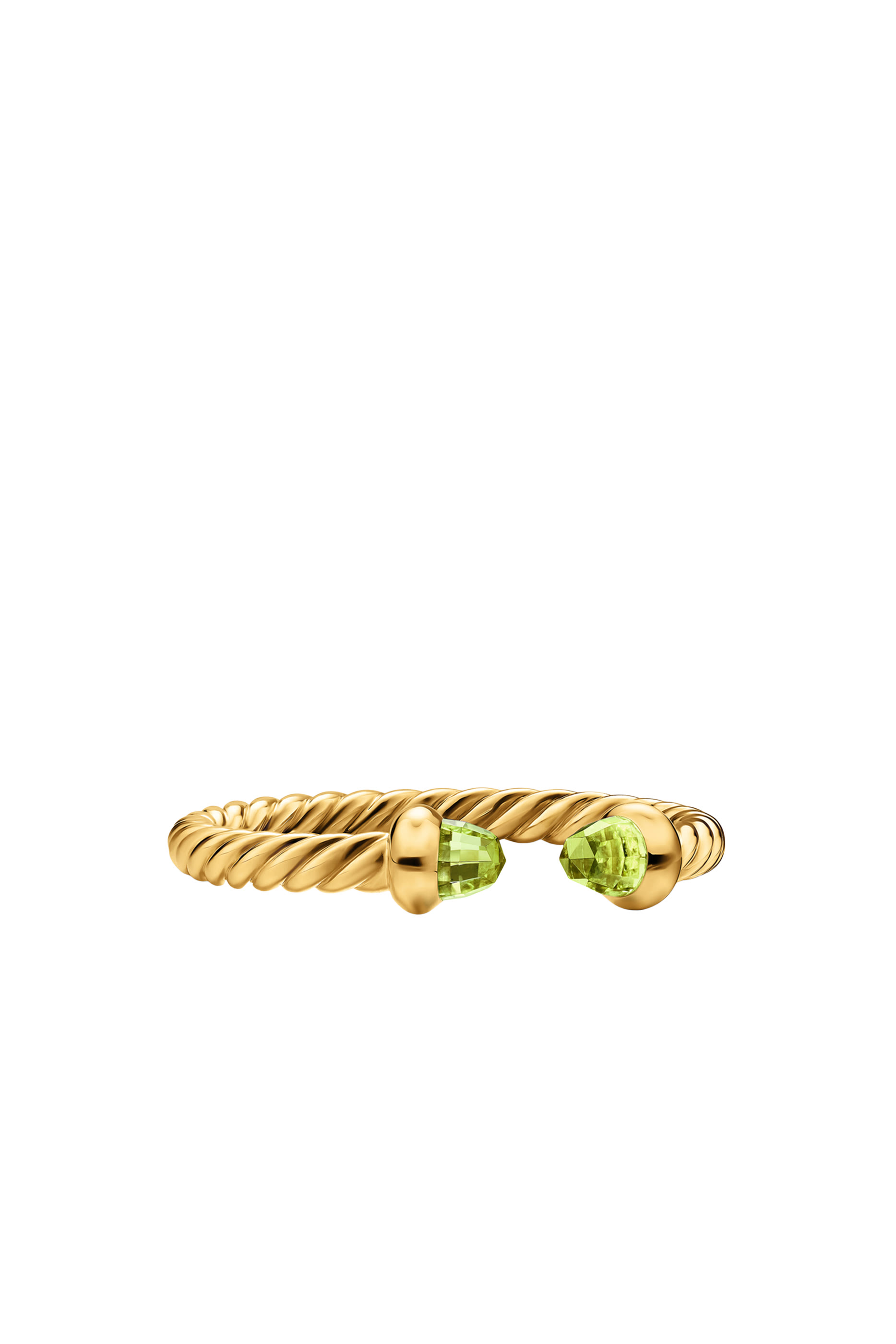 Micro Cablespira&reg; Flex Open Ring, 18k Yellow Gold with Peridot