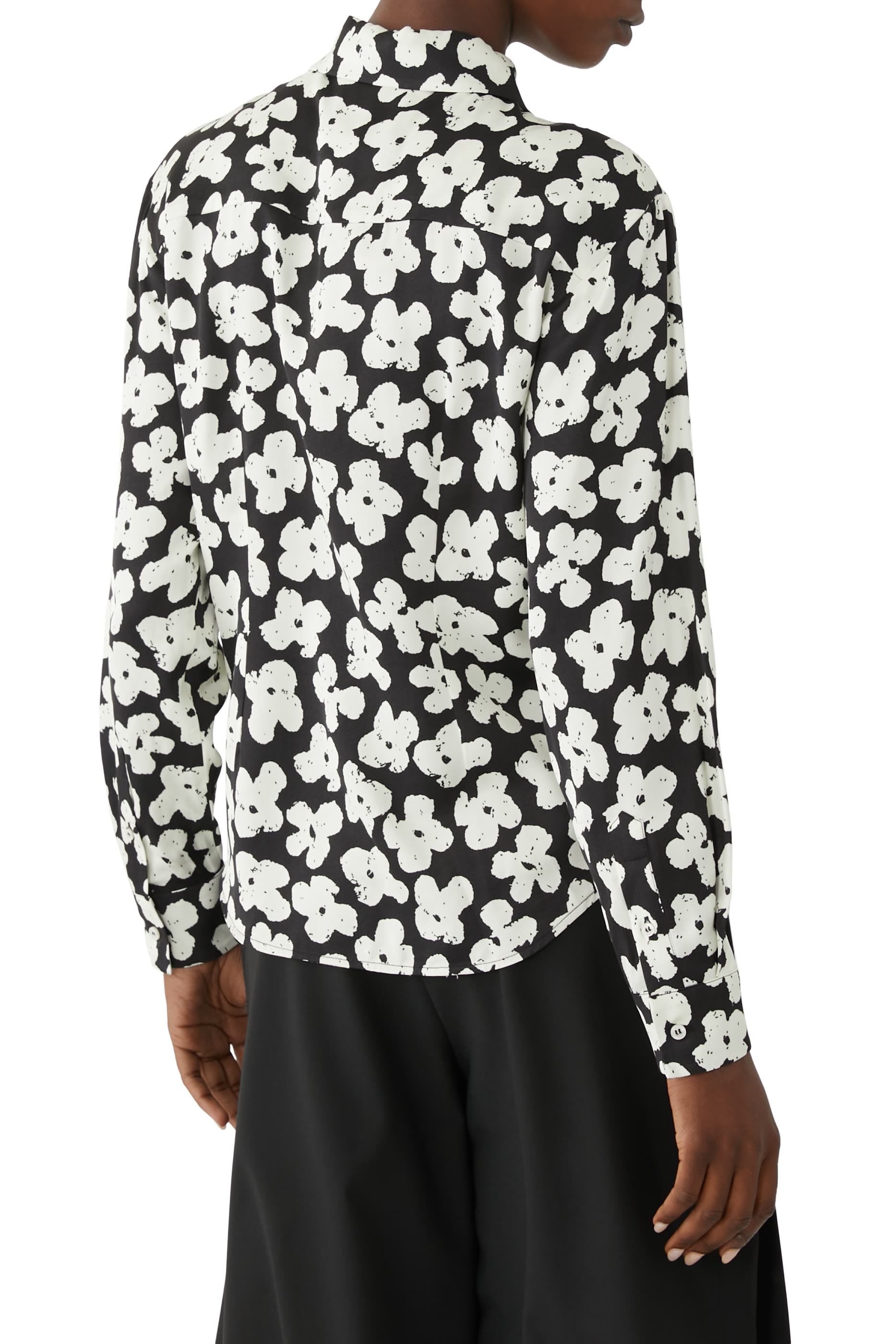 Puffy Floral Print Satin Shirt