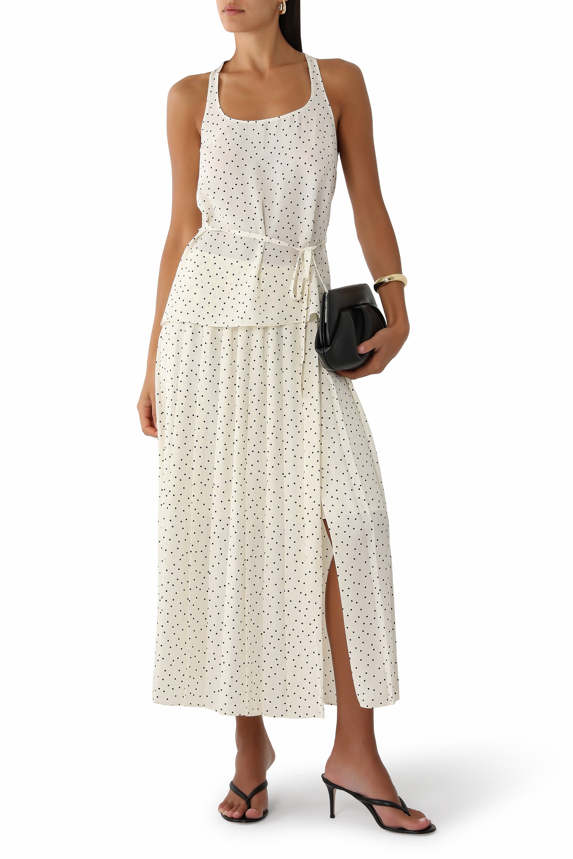  Pleated Polka Dot Skirt 