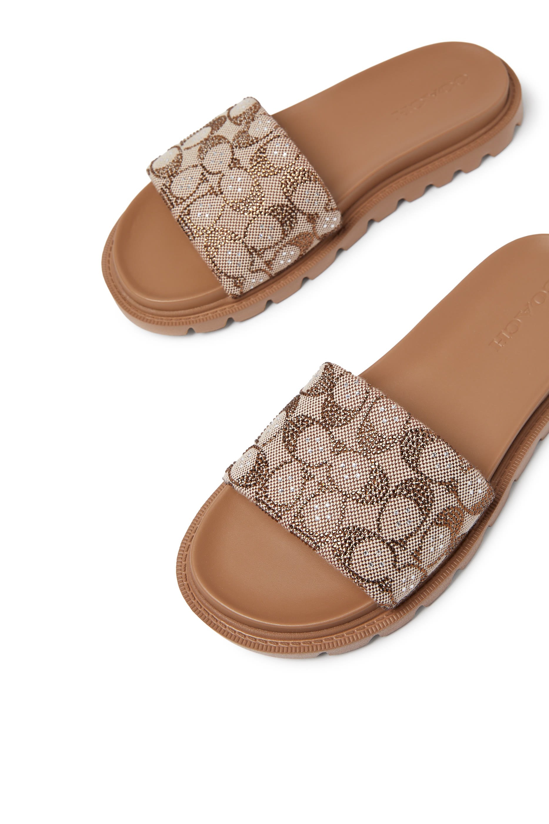 Brynn Slide Sandals in Crystal Signature Jacquard