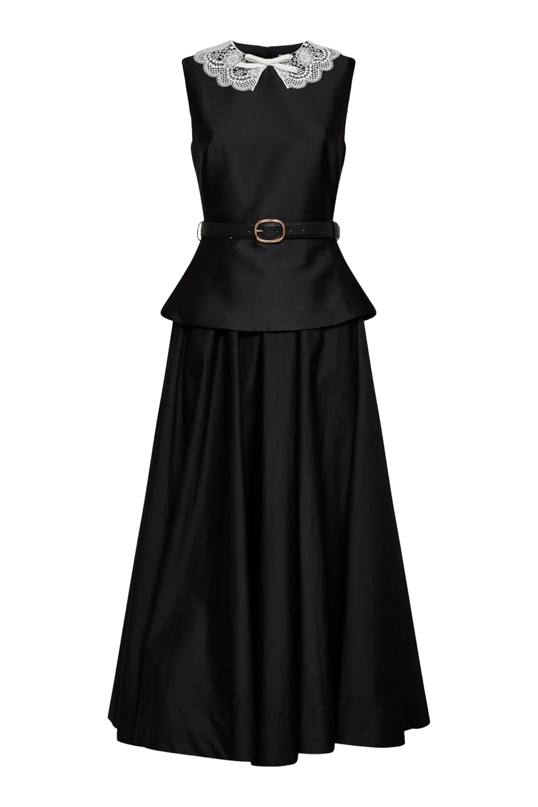  Taffeta Peplum Midi Dress