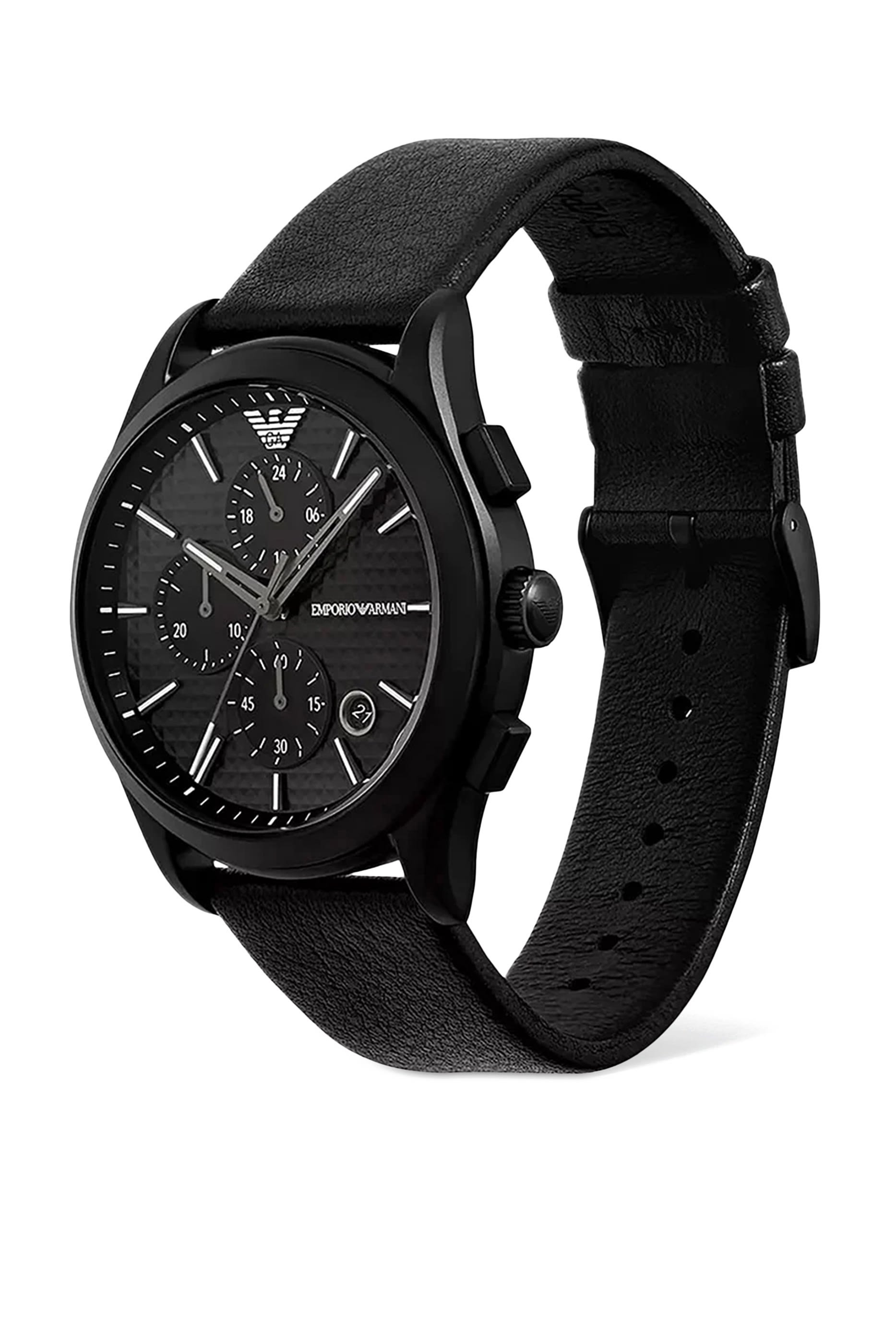 Chronograph Leather Watch and Bracelet Set