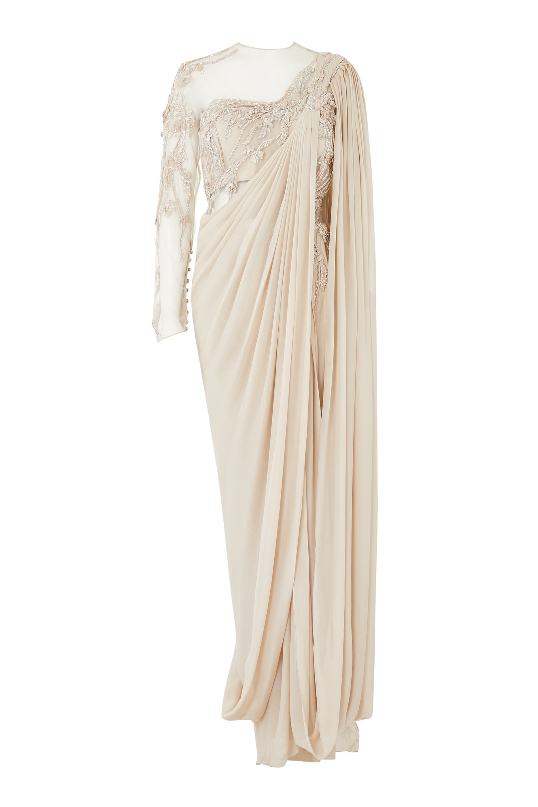 One Long Sleeves Saree Gown