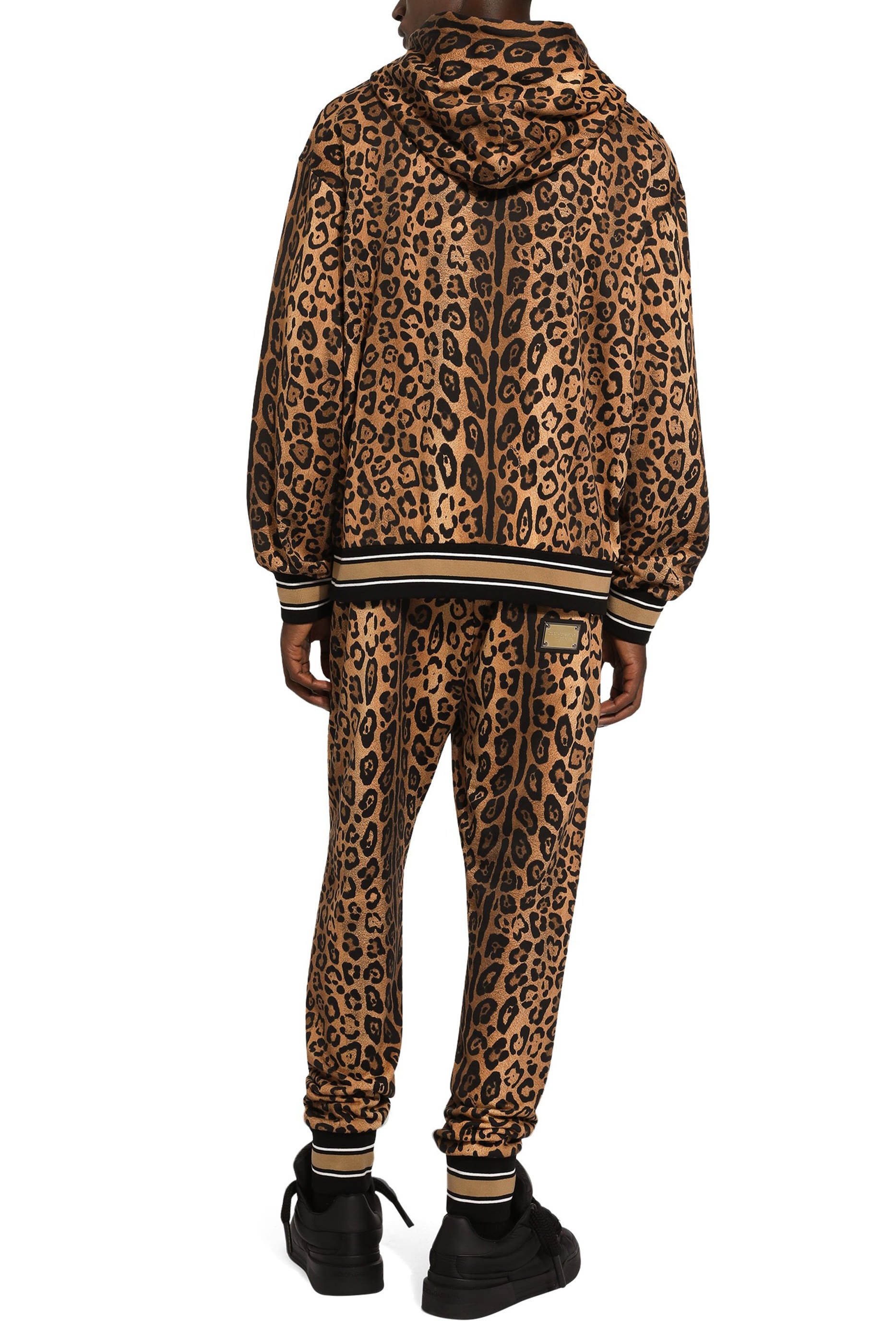 Jogging Pants with Leopard-Print Crespo and Tag