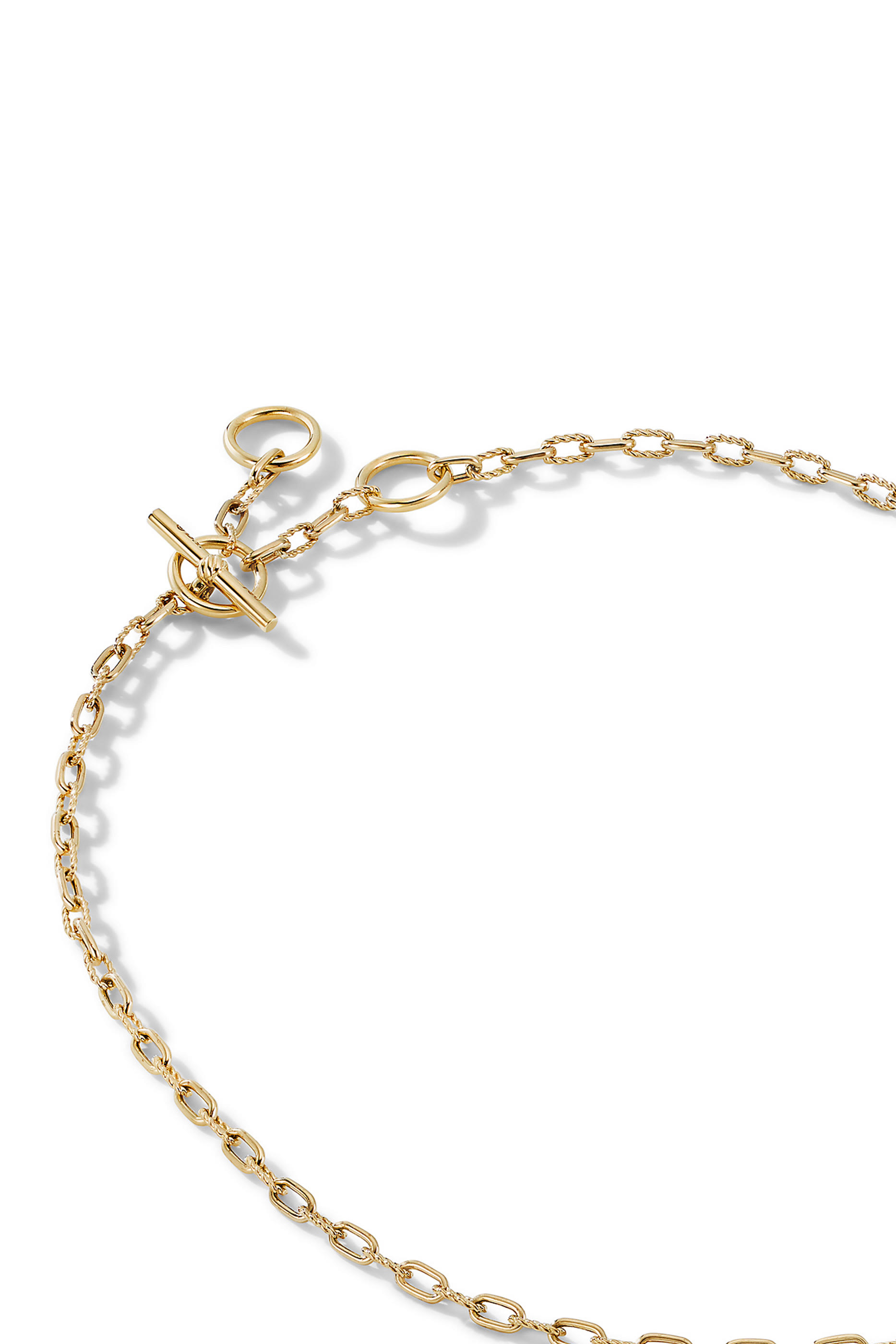 DY Madison Three Ring Chain Necklace, 18k Yellow Gold