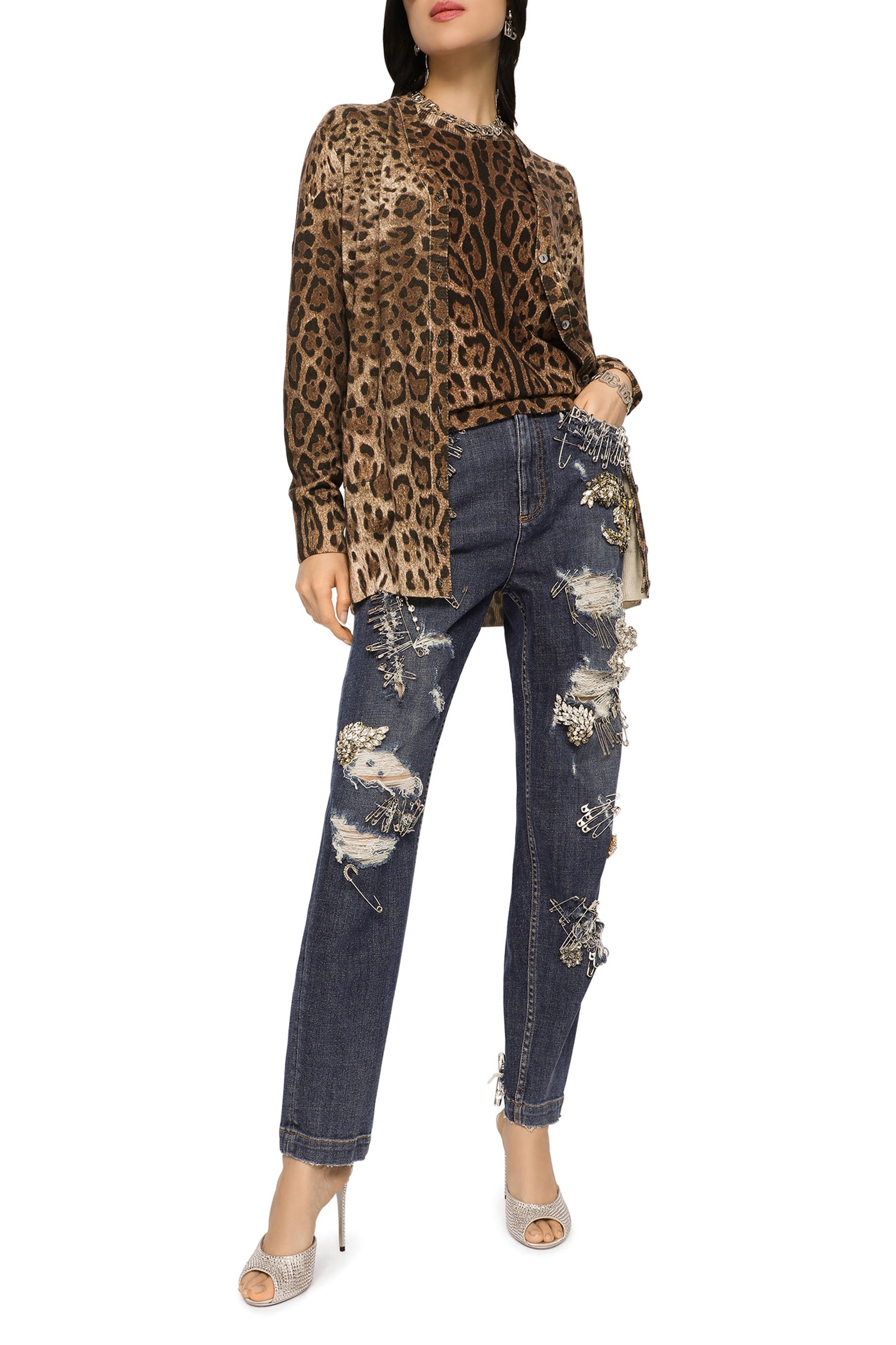Leopard-Print Cashmere Cardigan