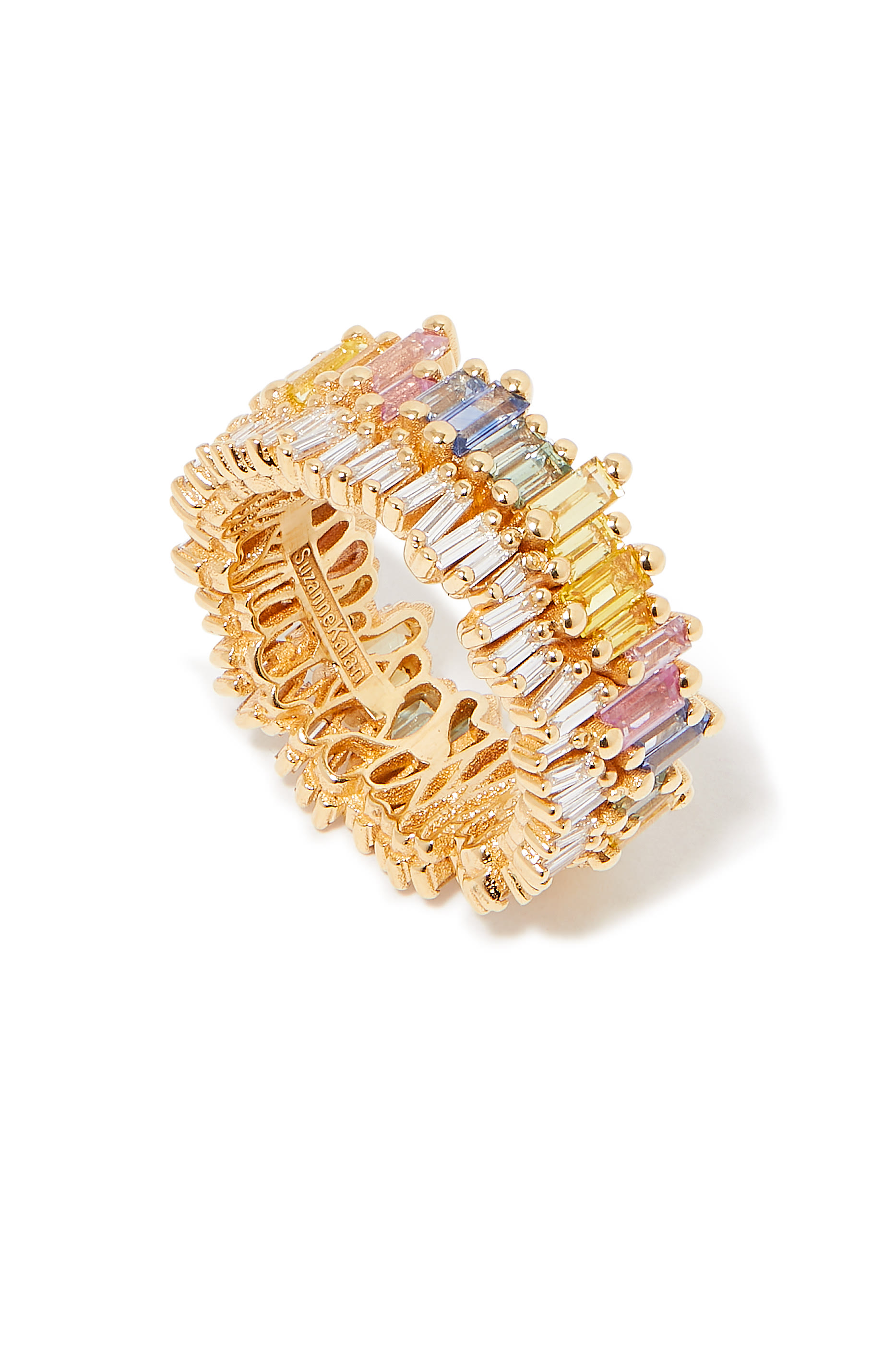 Pastel Sapphire Row Eternity Band, 18K Yellow Gold & Diamonds