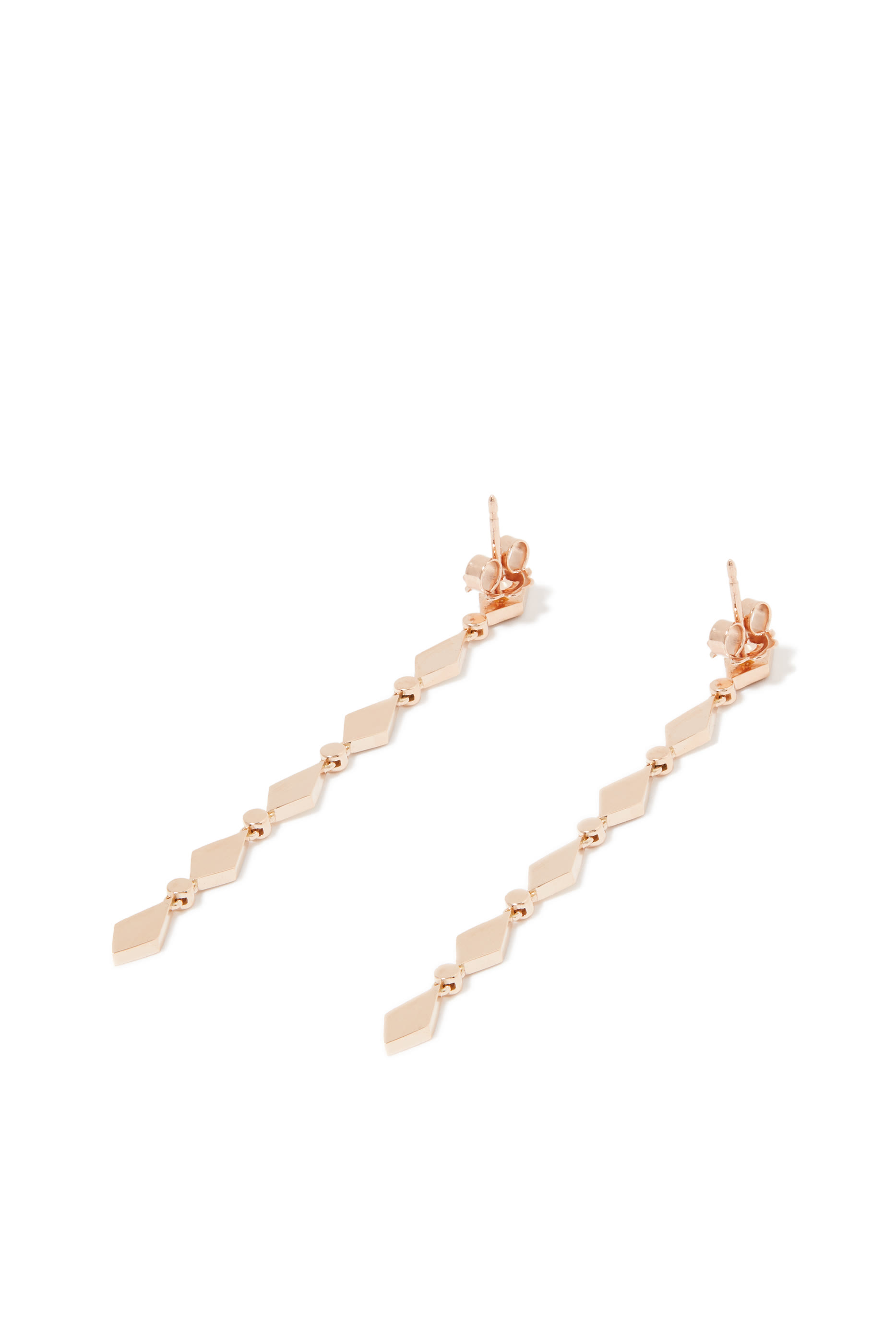 Mosaic Long Earrings, 18K Rose Gold & Diamonds