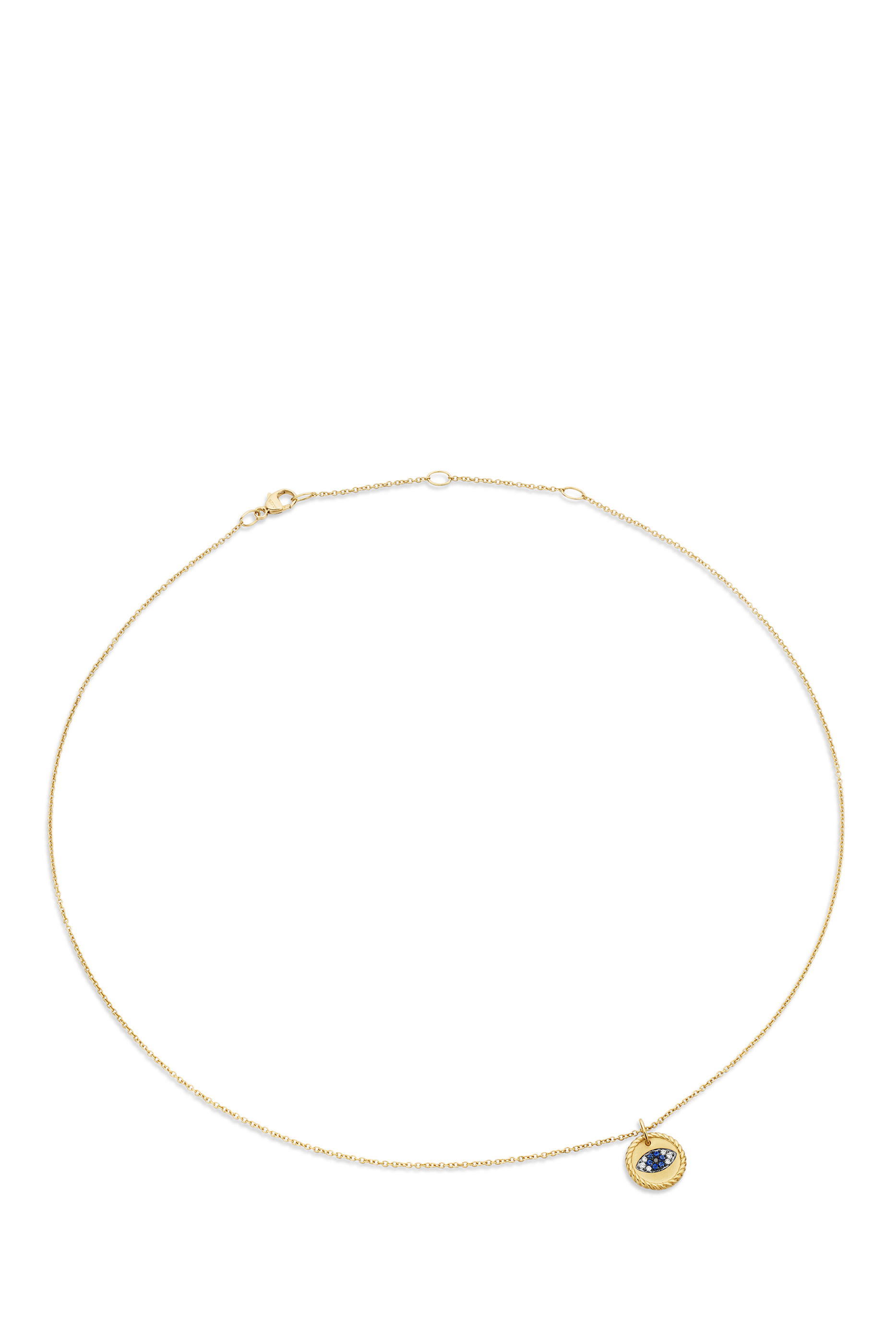 Cable Collectibles® Evil Eye Necklace, 18K Yellow Gold, Blue Sapphires, Diamonds, & Black Diamonds