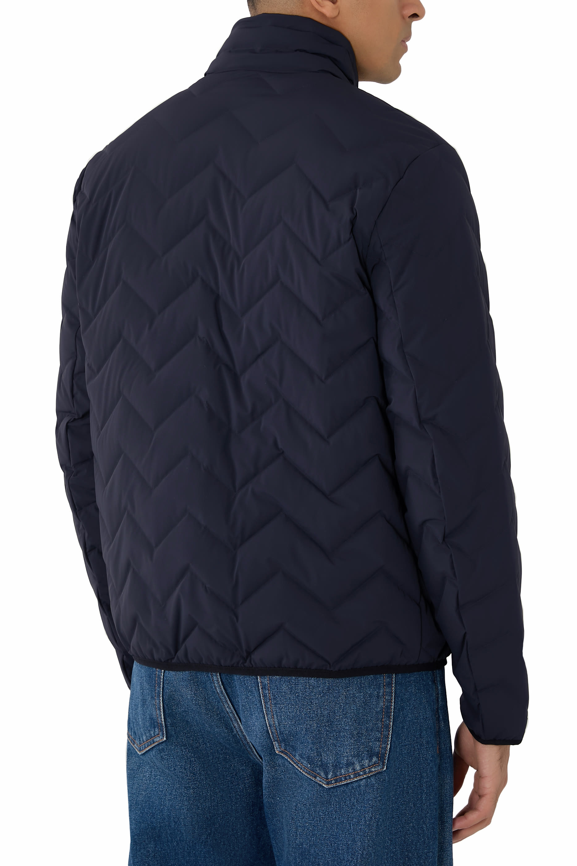 Water-Repellent Chevron Quilted Nylon Spandex Down Jacket