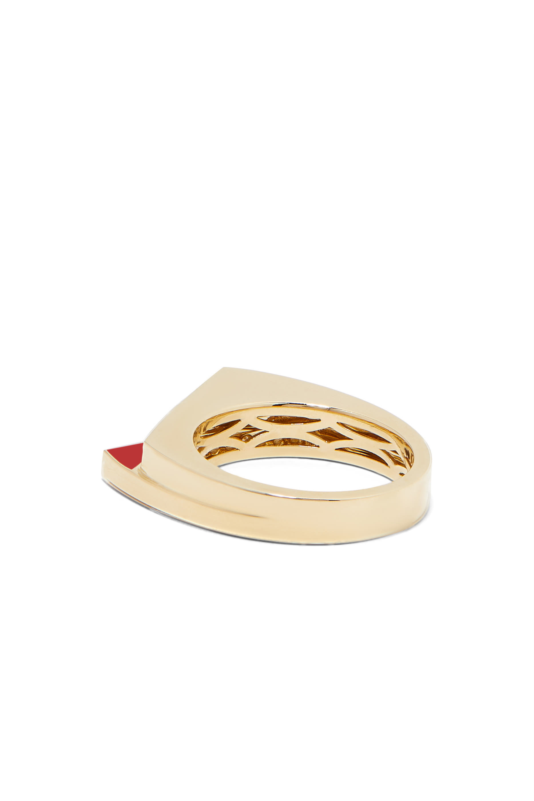 Handcuff Ring, 9k Yellow Gold with Diamonds & Enamel