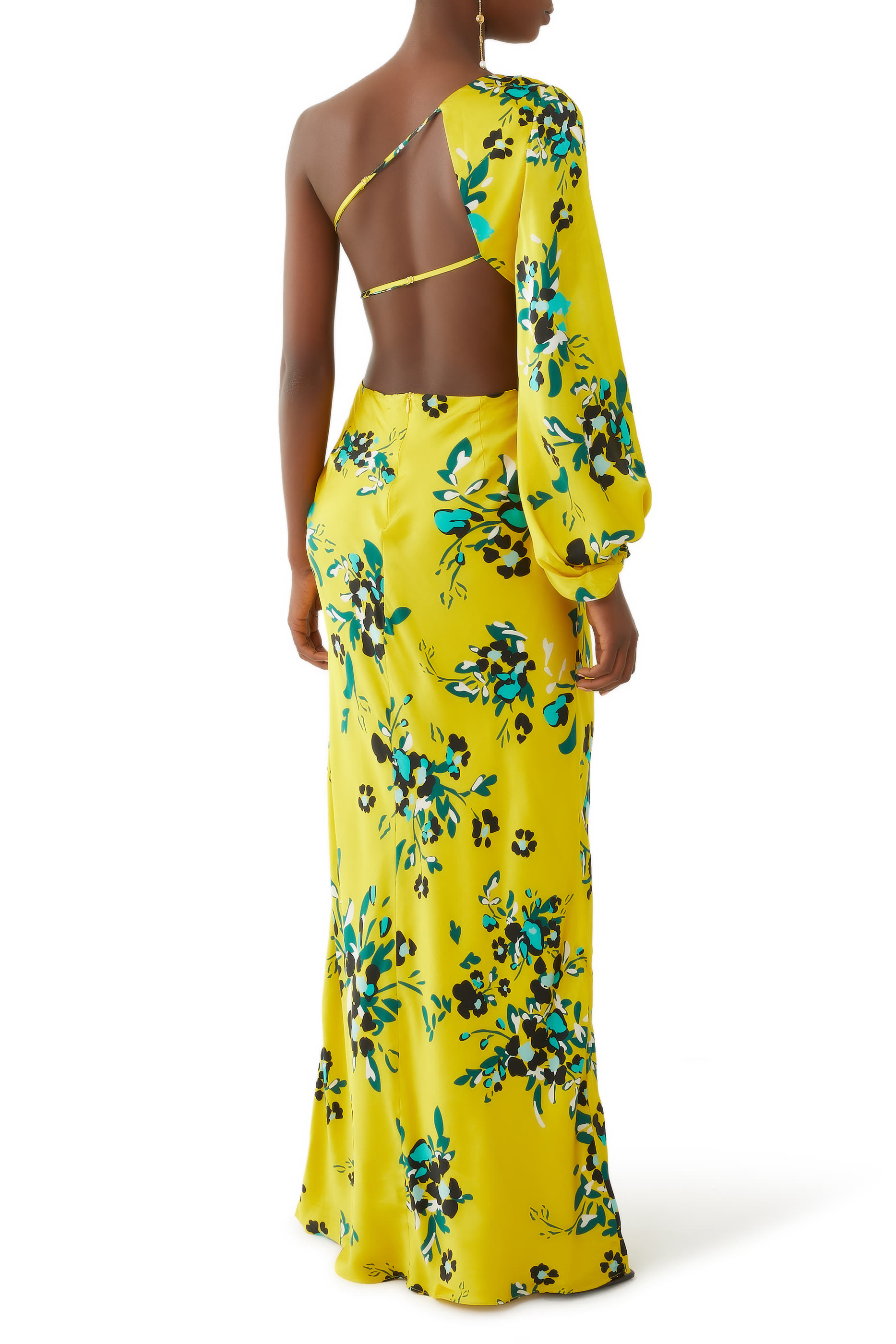 Romilly Silk One-Shoulder Open Back Maxi Dress