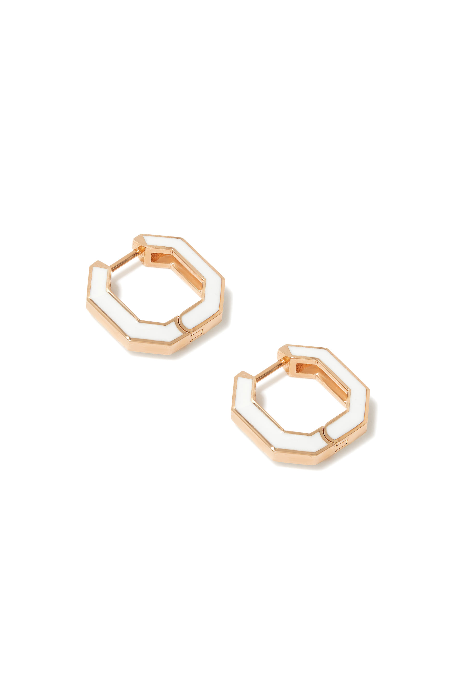 Fizzy Angle Hoop Earrings, 18k Rose Gold & Diamonds
