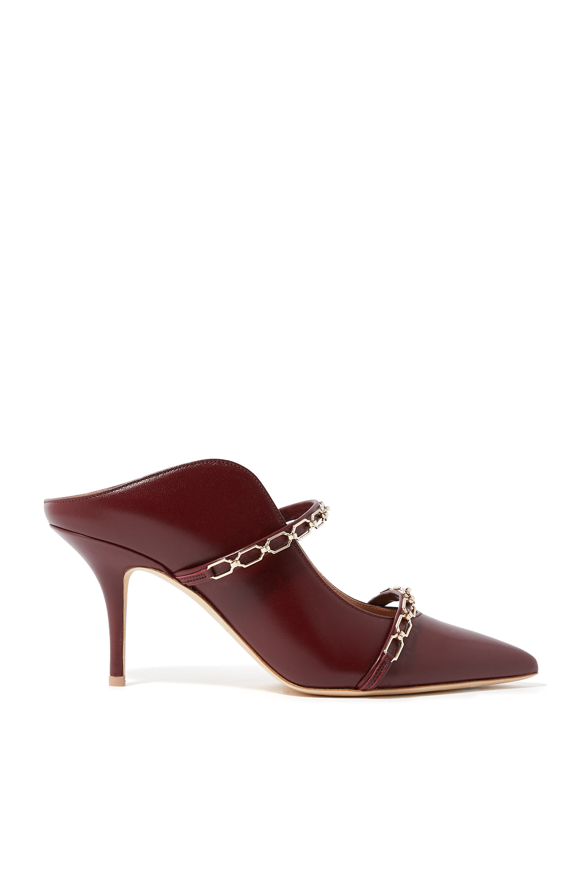 Maureen 70 Leather Chain Dual-Band Mule Pumps