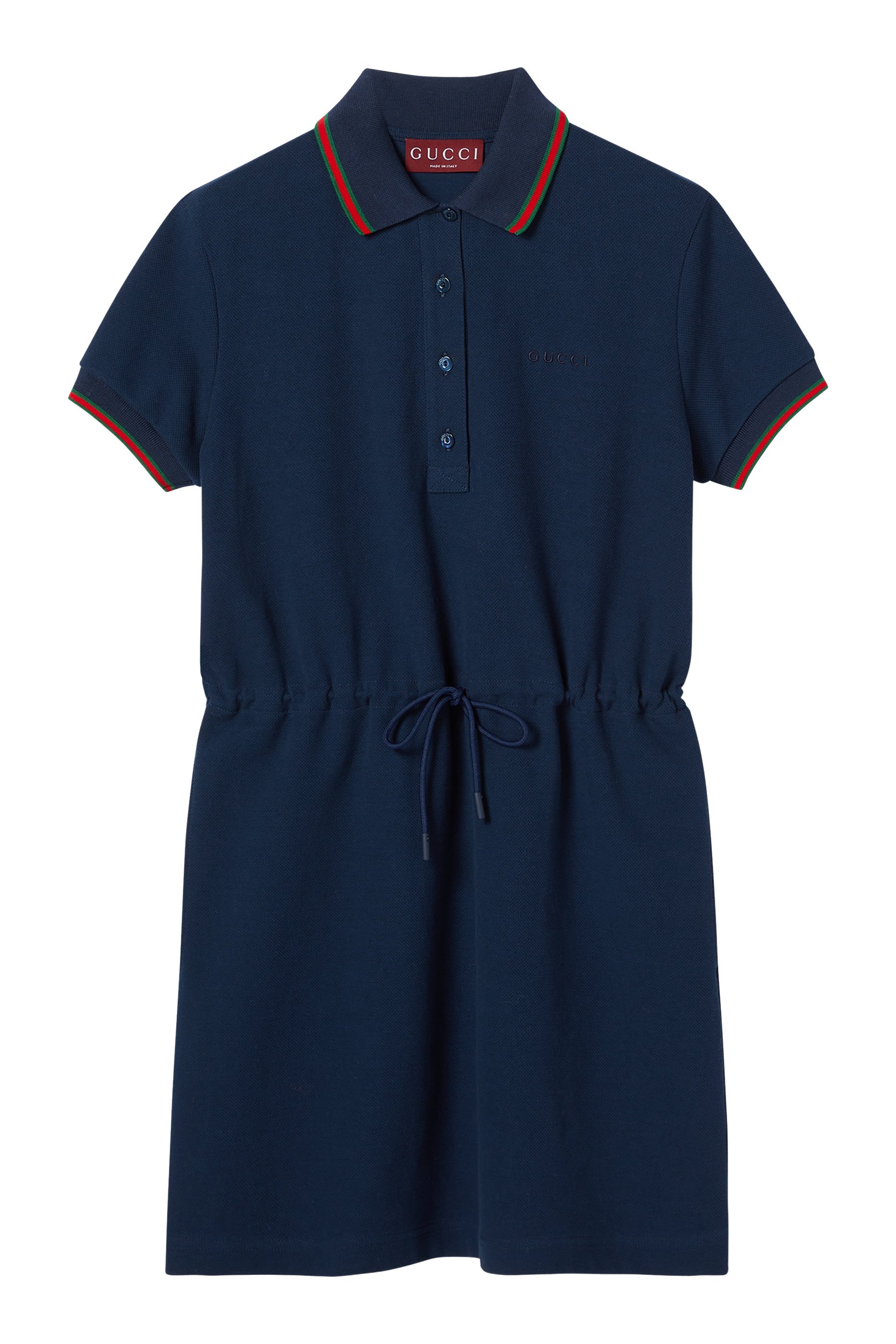 Logo Web Cotton Piquet Polo Dress 